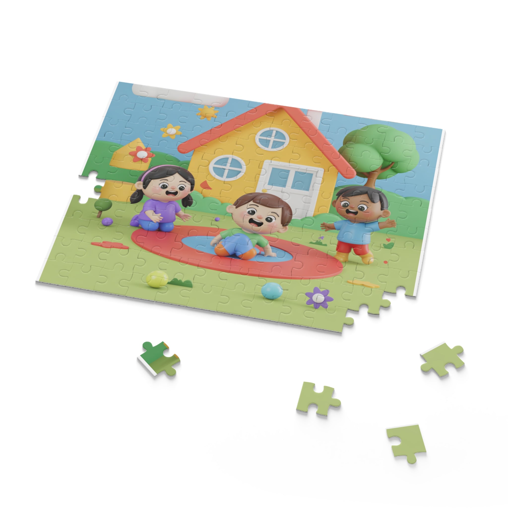 Kids' Fun Puzzle, Colorful Family Scene, Children’s Puzzle, Playtime Gift, Kids' Educational Toy