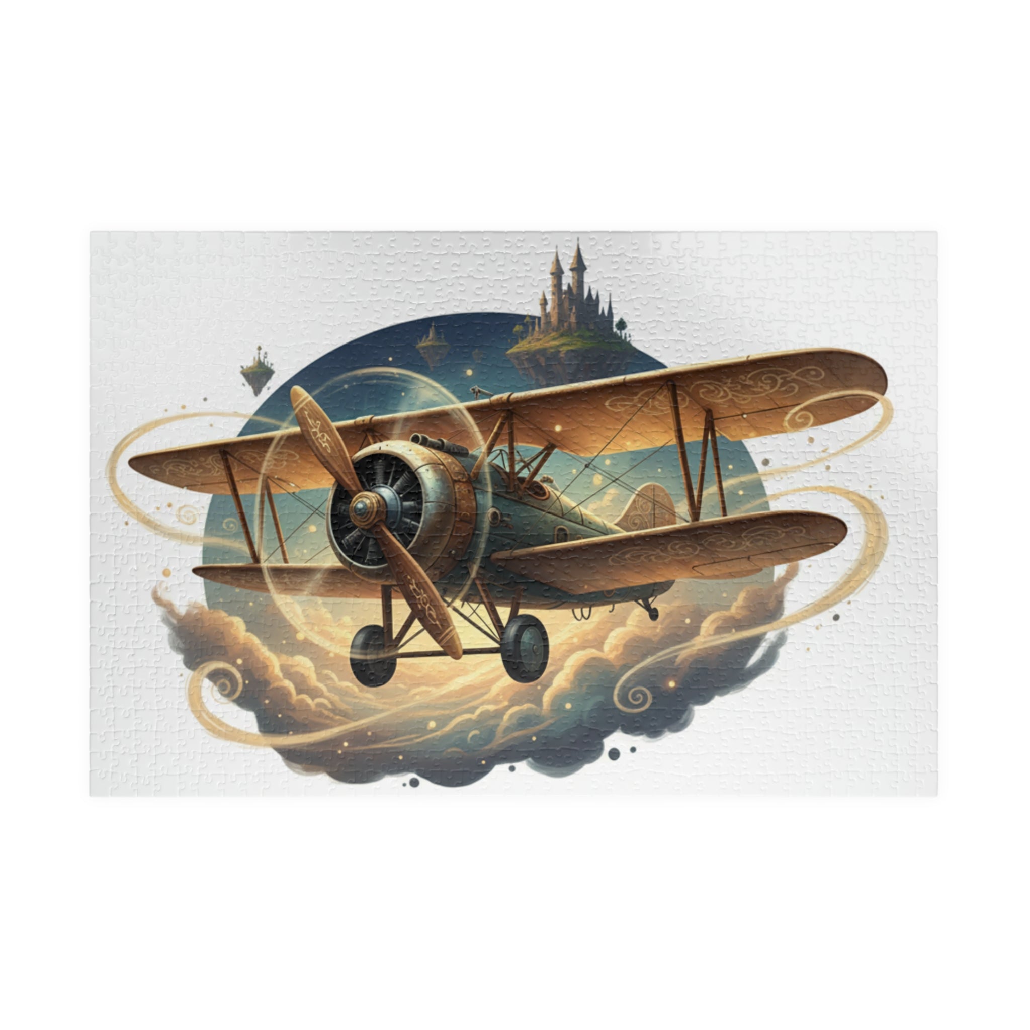 Vintage Biplane Jigsaw Puzzle — Retro Airplane Scene (110–1014 Pieces)