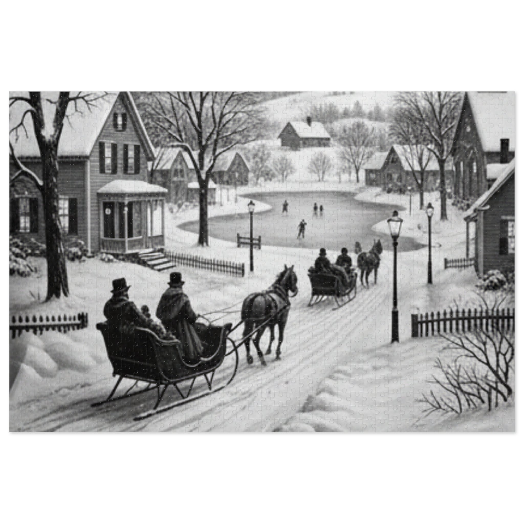 Winter Sleigh Ride Jigsaw Puzzle (with Tin)