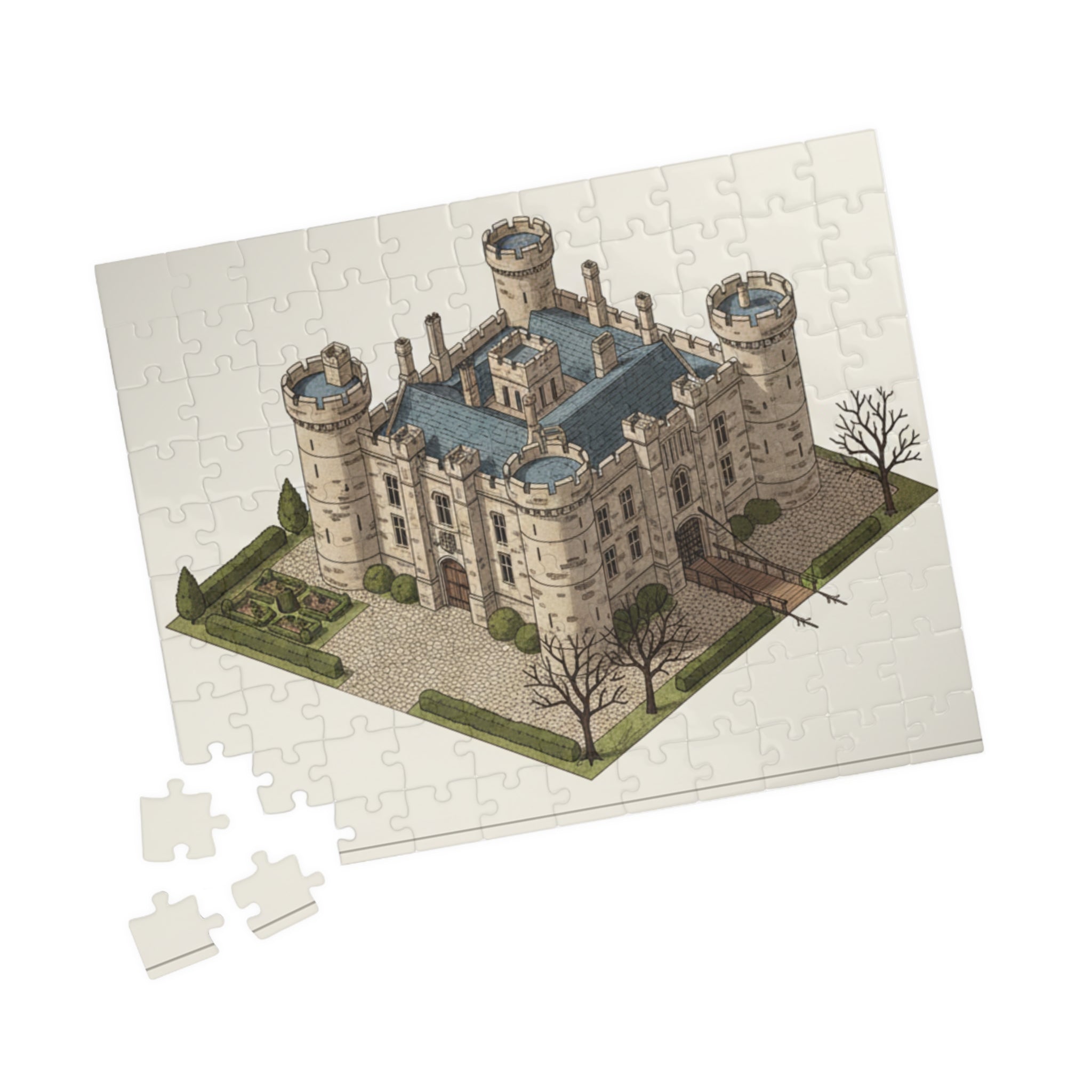 Medieval Castle Jigsaw Puzzle — 252/520/1014-Piece Vintage Isometric Castle Puzzle