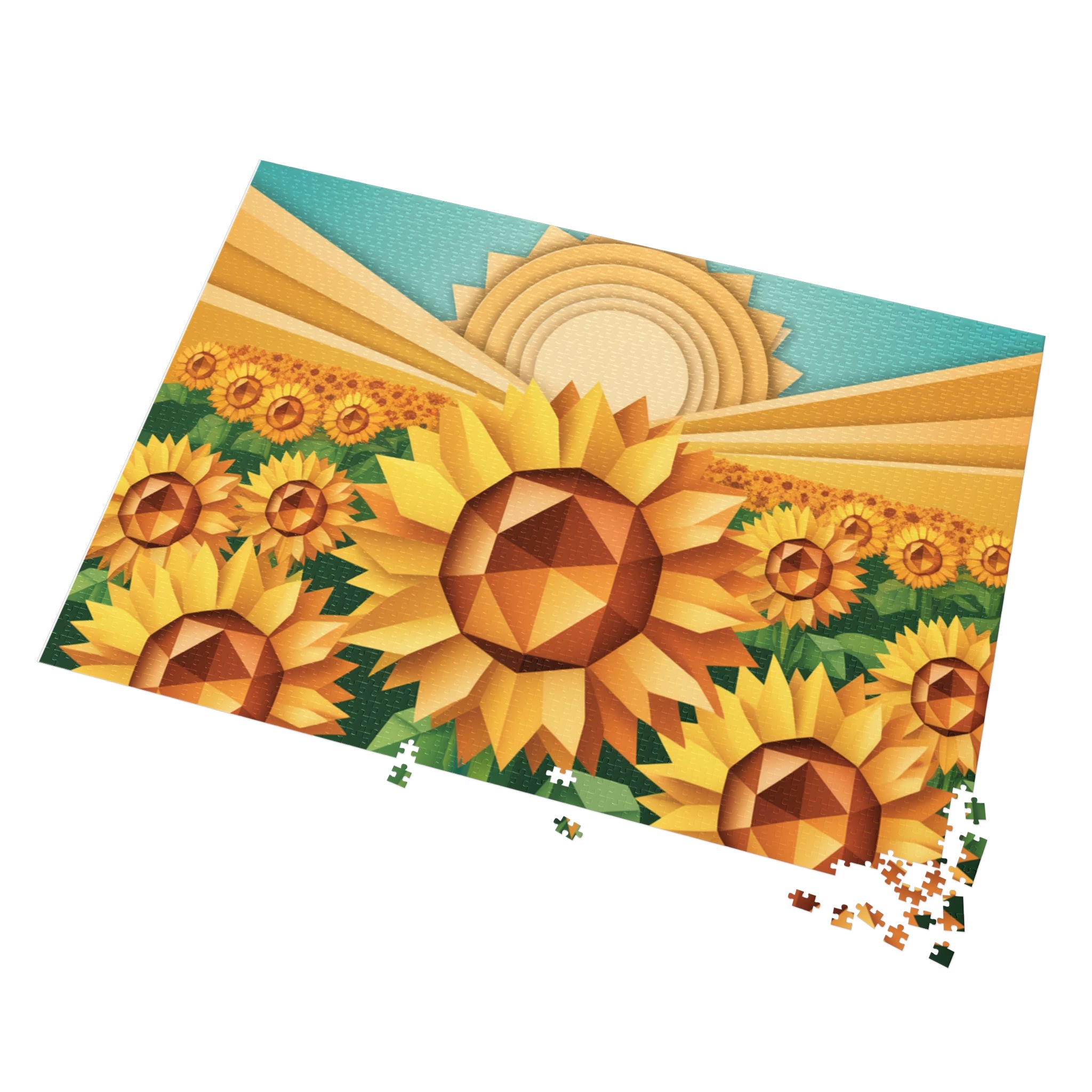 Geometric Sunflower Field Jigsaw Puzzle —