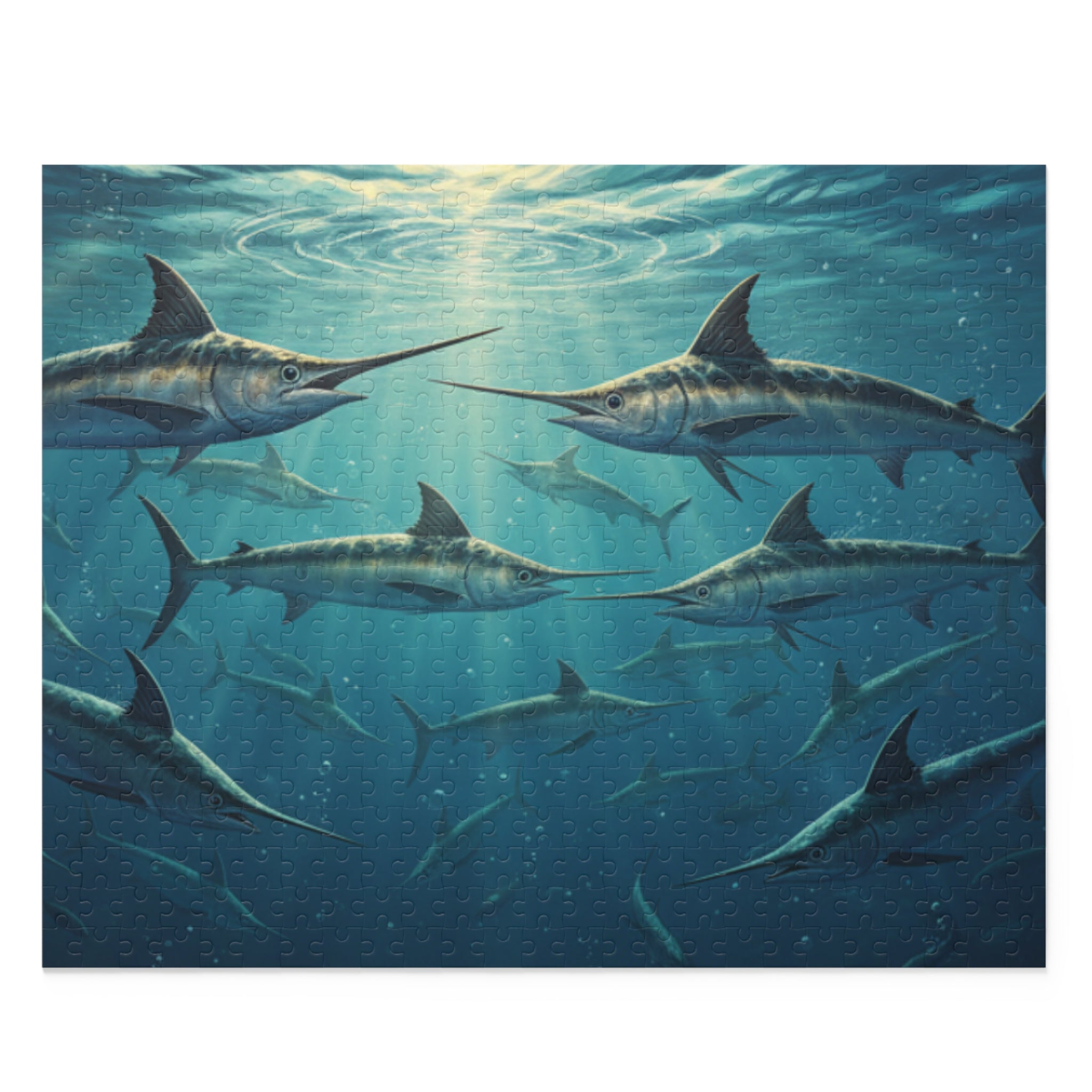 Swordfish Shoal Puzzle — Ocean Marine Life Jigsaw (120/252/500 Pieces)