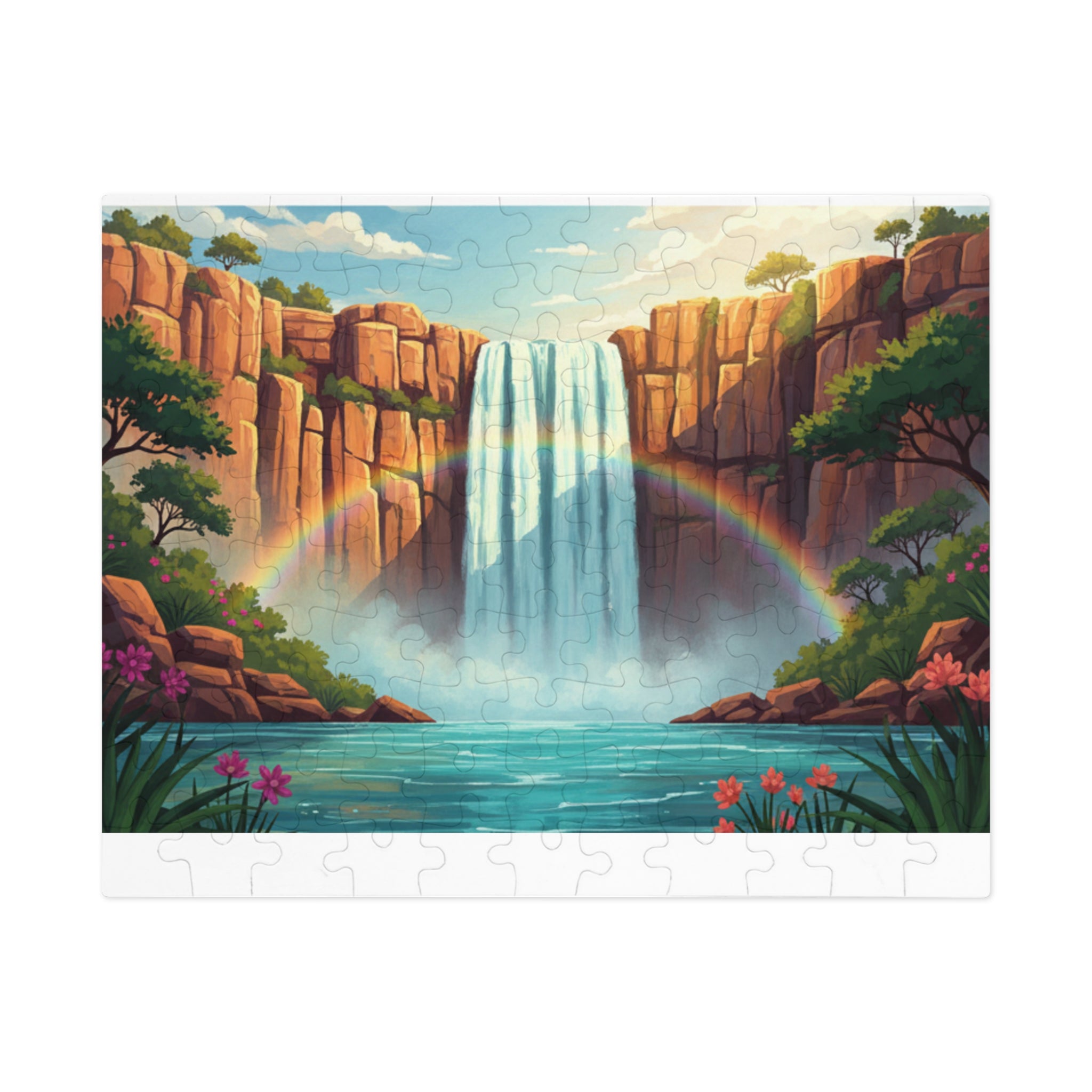 Waterfall Rainbow Jigsaw Puzzle with Tin — Scenic 500‑Piece Puzzle Gift
