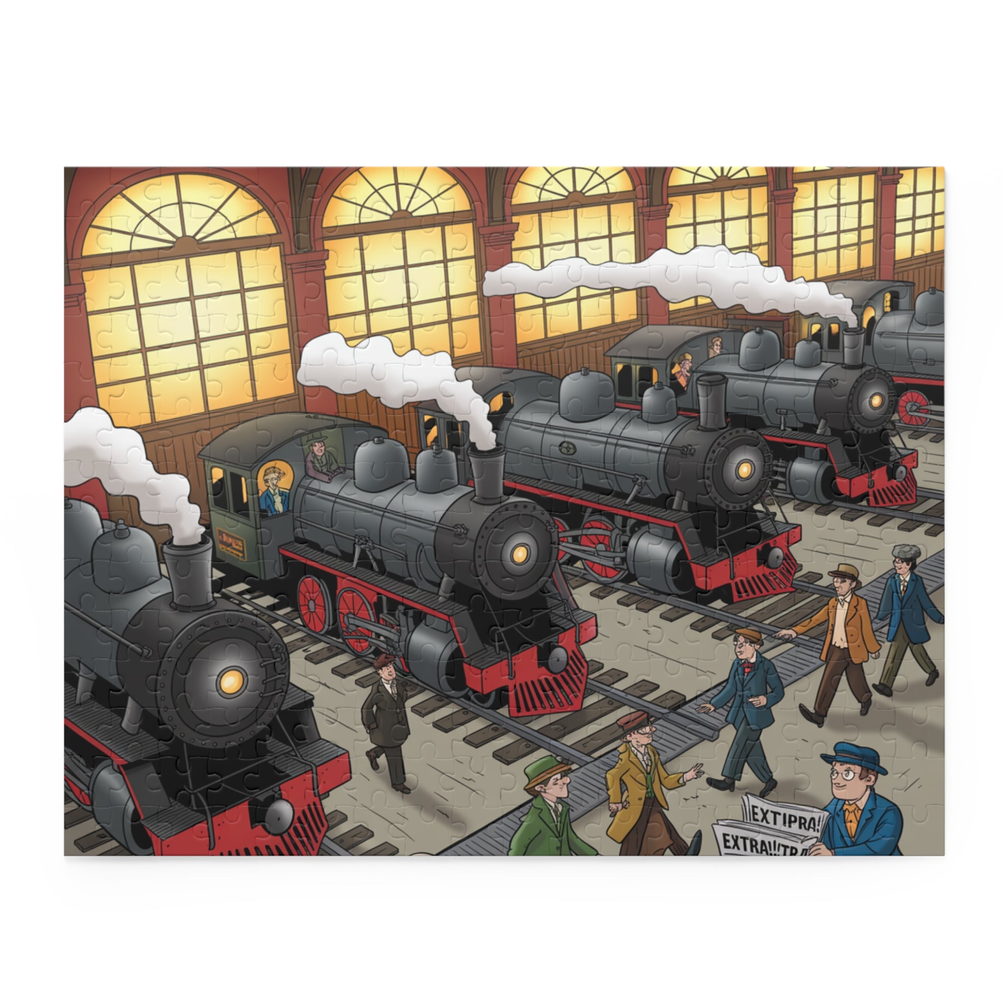 Vintage Steam Train Puzzle - 120, 252, 500 Pieces, Perfect Gift for Train Lovers, Family Game Night, Educational Fun, Unique Home Decor