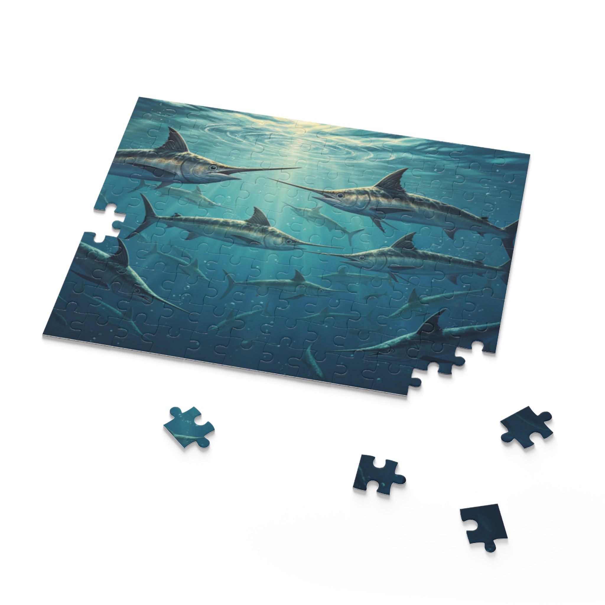 Swordfish Shoal Puzzle — Ocean Marine Life Jigsaw (120/252/500 Pieces)