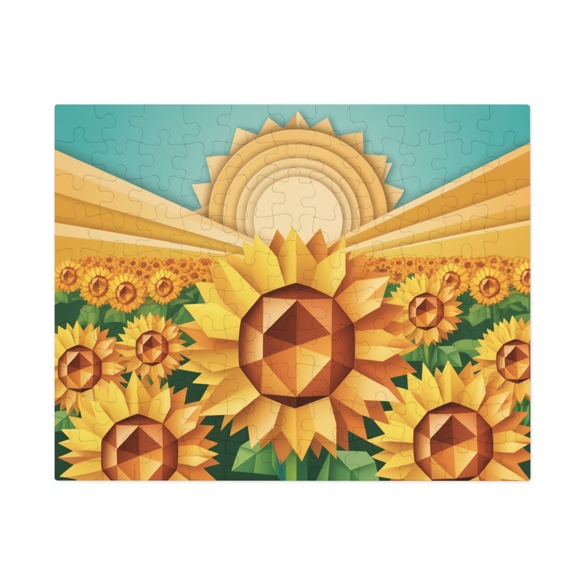 Geometric Sunflower Field Jigsaw Puzzle —