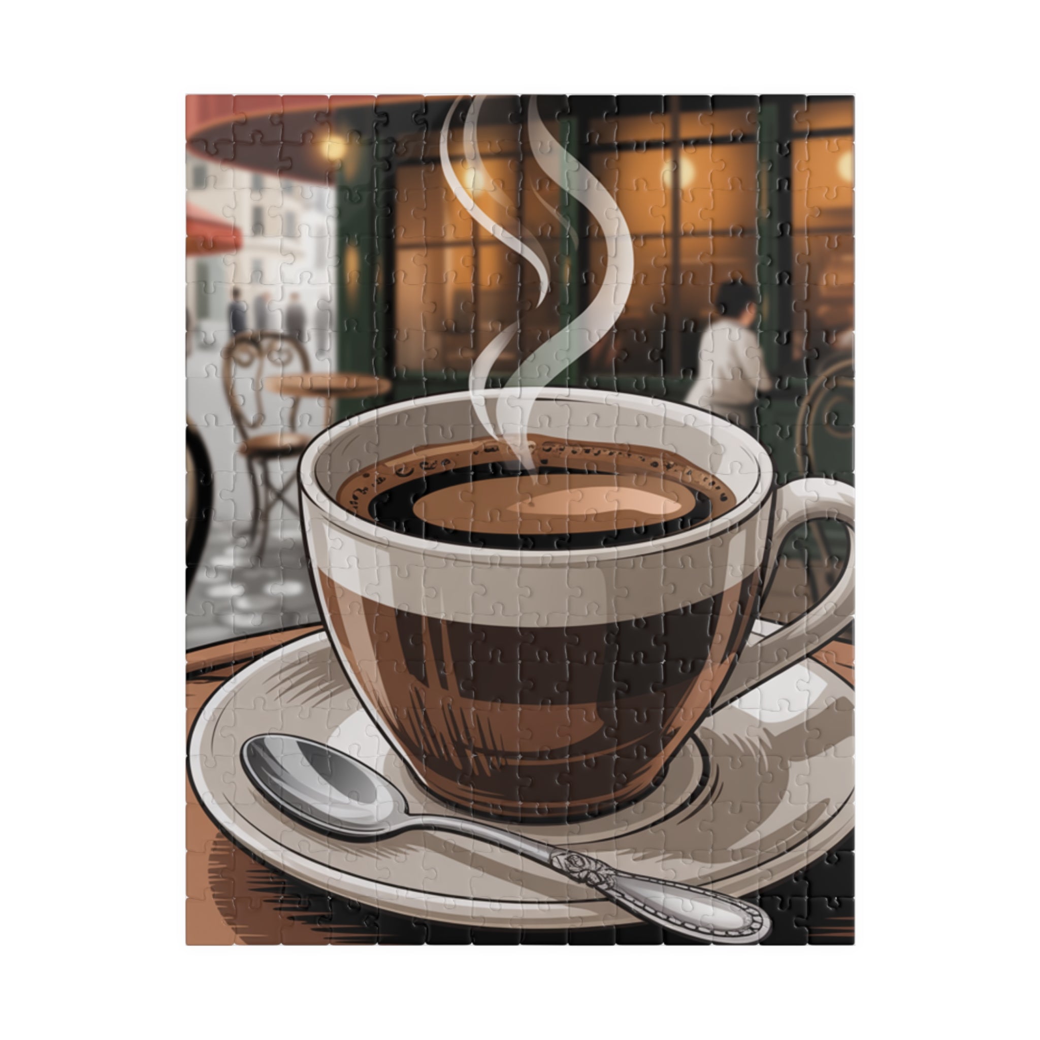 Coffee Shop Puzzle – 110, 252, 520, 1014-piece, Cozy Home Décor, Relaxing Gift for Coffee Lovers, Family Activity, Unique Café Art