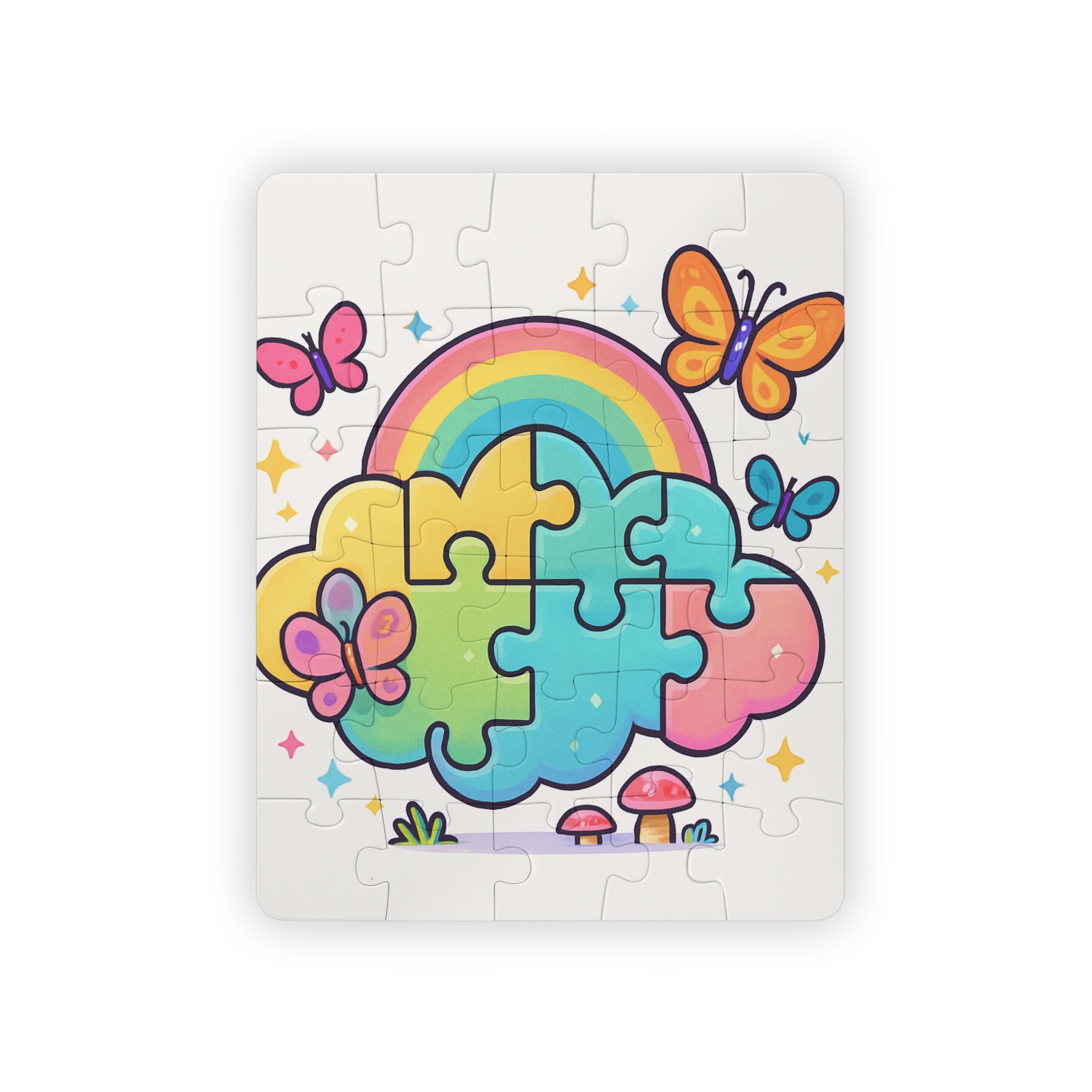 Rainbow Cloud Kids Puzzle — 30-Piece Toddler Jigsaw with Butterflies