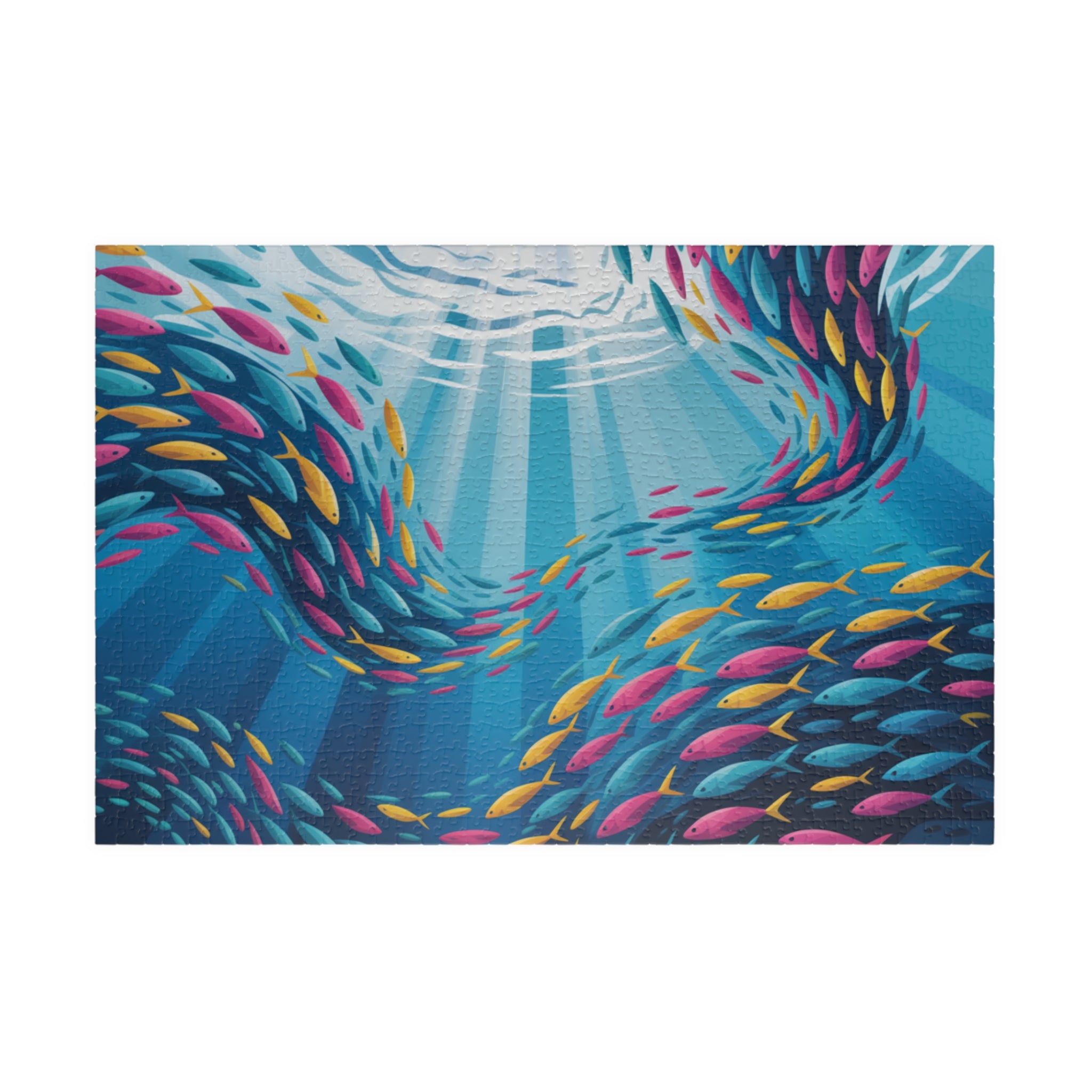 Colorful Fish Swimming Puzzle - Perfect for Relaxation, Family Fun, Educational Activity, Gift for All Ages, Decor