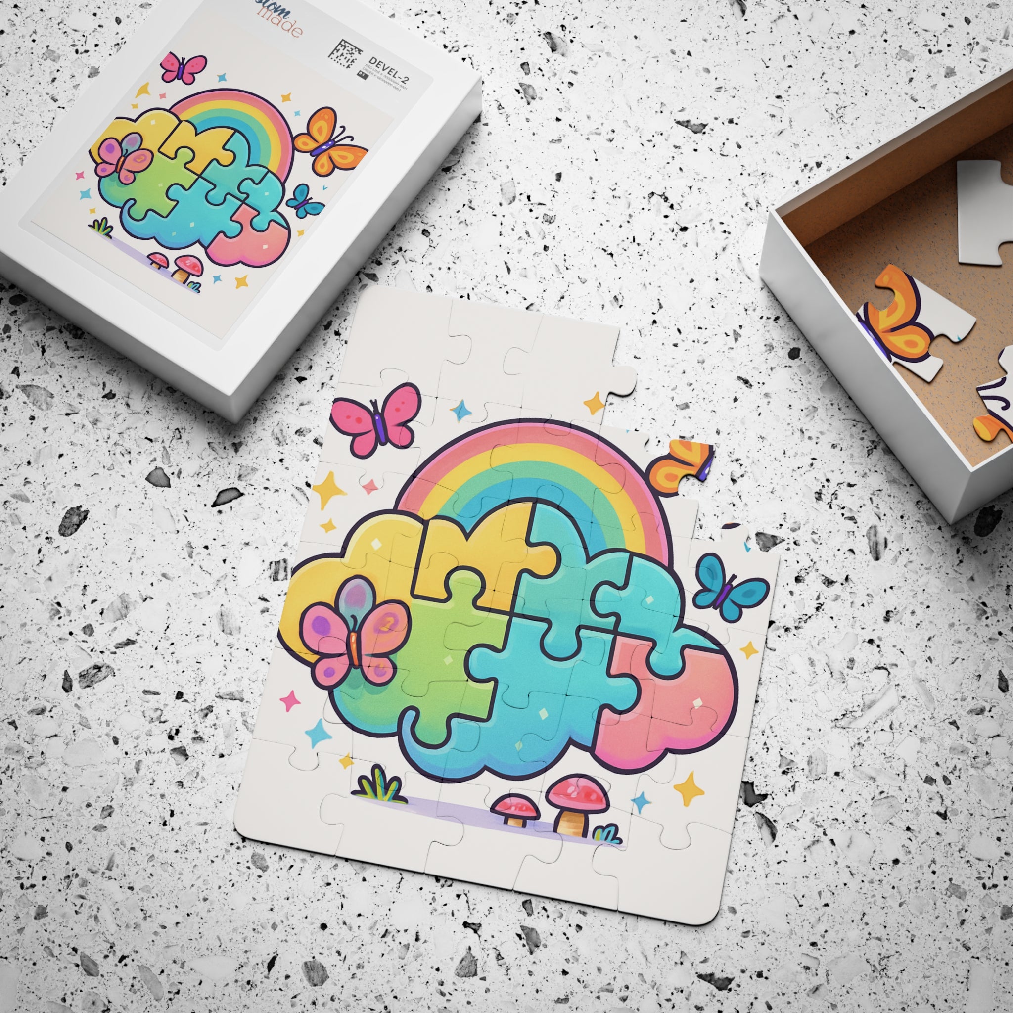 Rainbow Cloud Kids Puzzle — 30-Piece Toddler Jigsaw with Butterflies