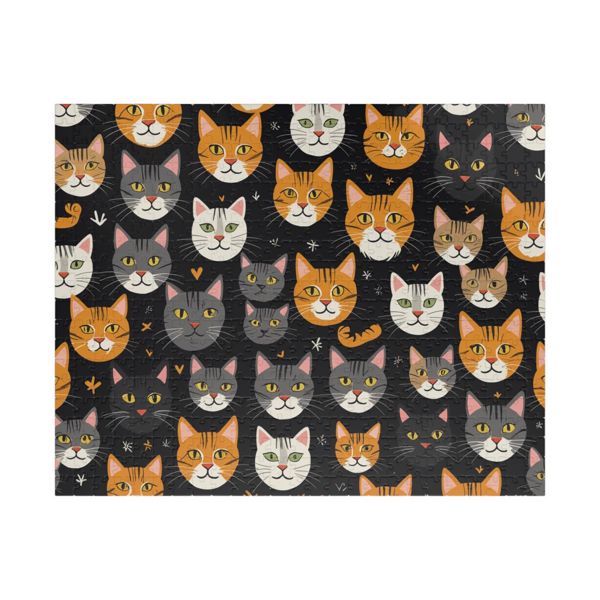 Cat Faces Jigsaw Puzzle — Cute Repeating Kitty Pattern