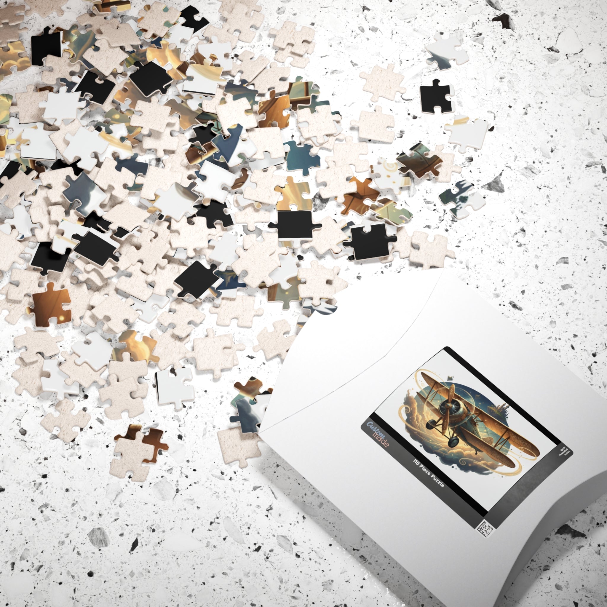 Vintage Biplane Jigsaw Puzzle — Retro Airplane Art for Aviation Lovers (110–1014 pcs)