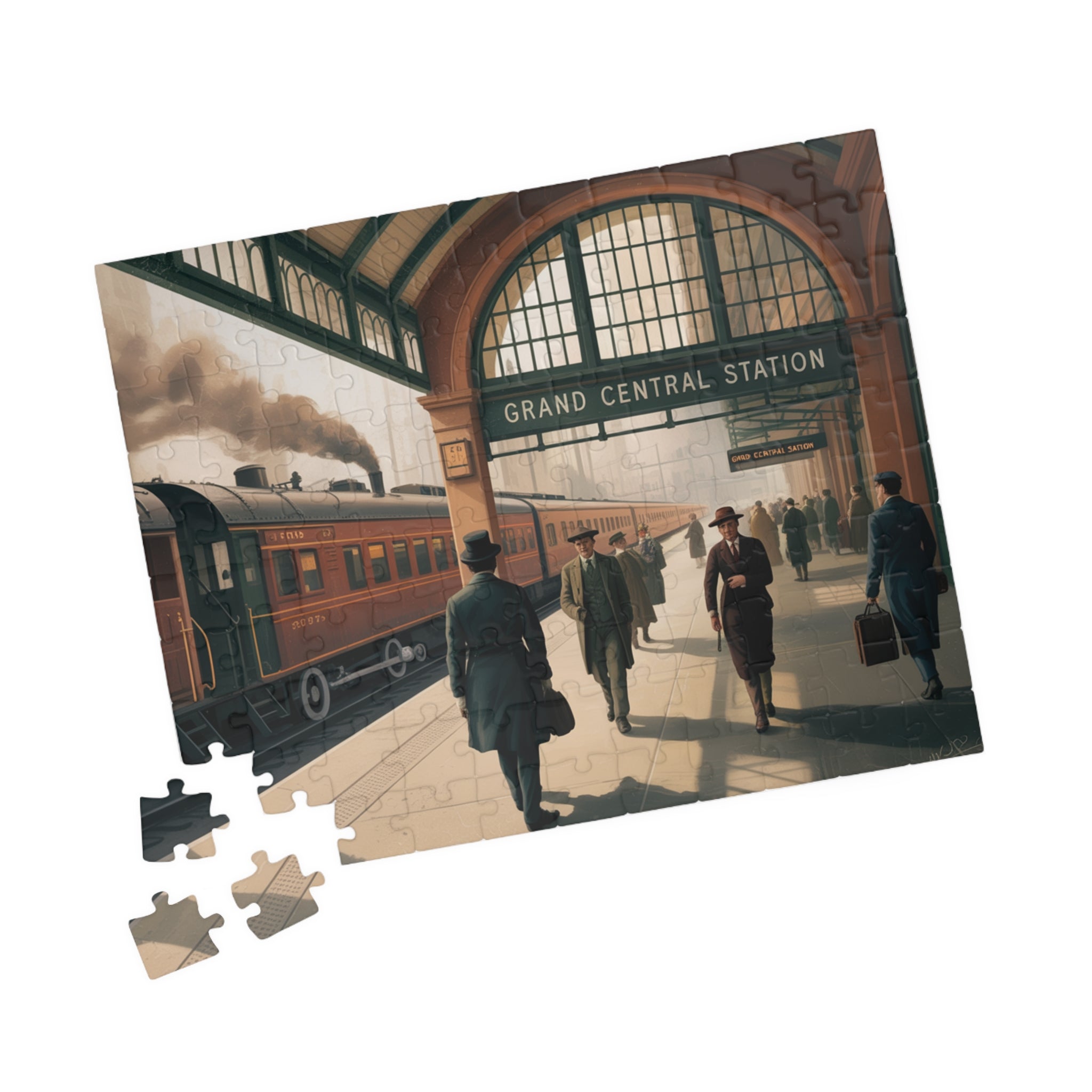Vintage Grand Central Station Puzzle | 110, 252, 520, 1014-piece | Train Lovers Gift, Family Activity, Home Decor