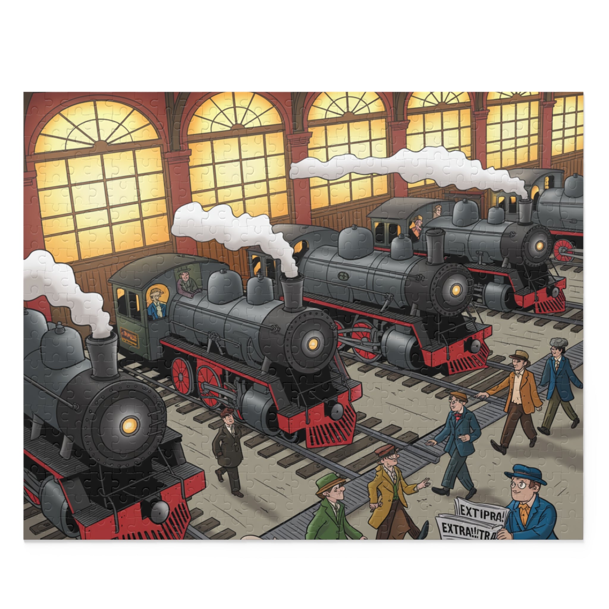 Vintage Steam Train Puzzle - 120, 252, 500 Pieces, Perfect Gift for Train Lovers, Family Game Night, Educational Fun, Unique Home Decor