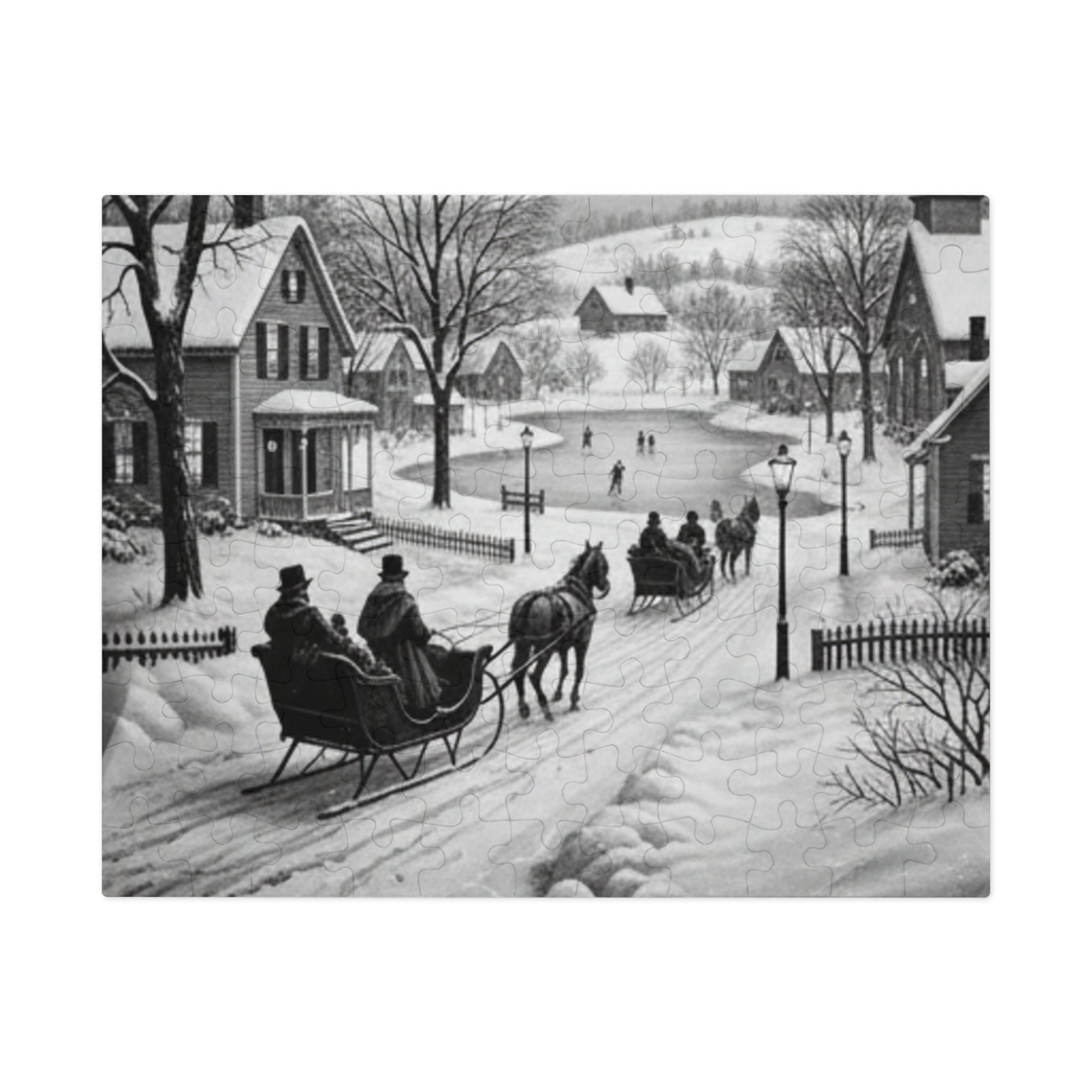 Winter Sleigh Ride Jigsaw Puzzle (with Tin)