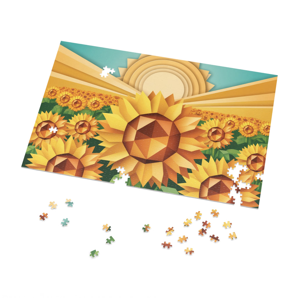 Geometric Sunflower Field Jigsaw Puzzle —