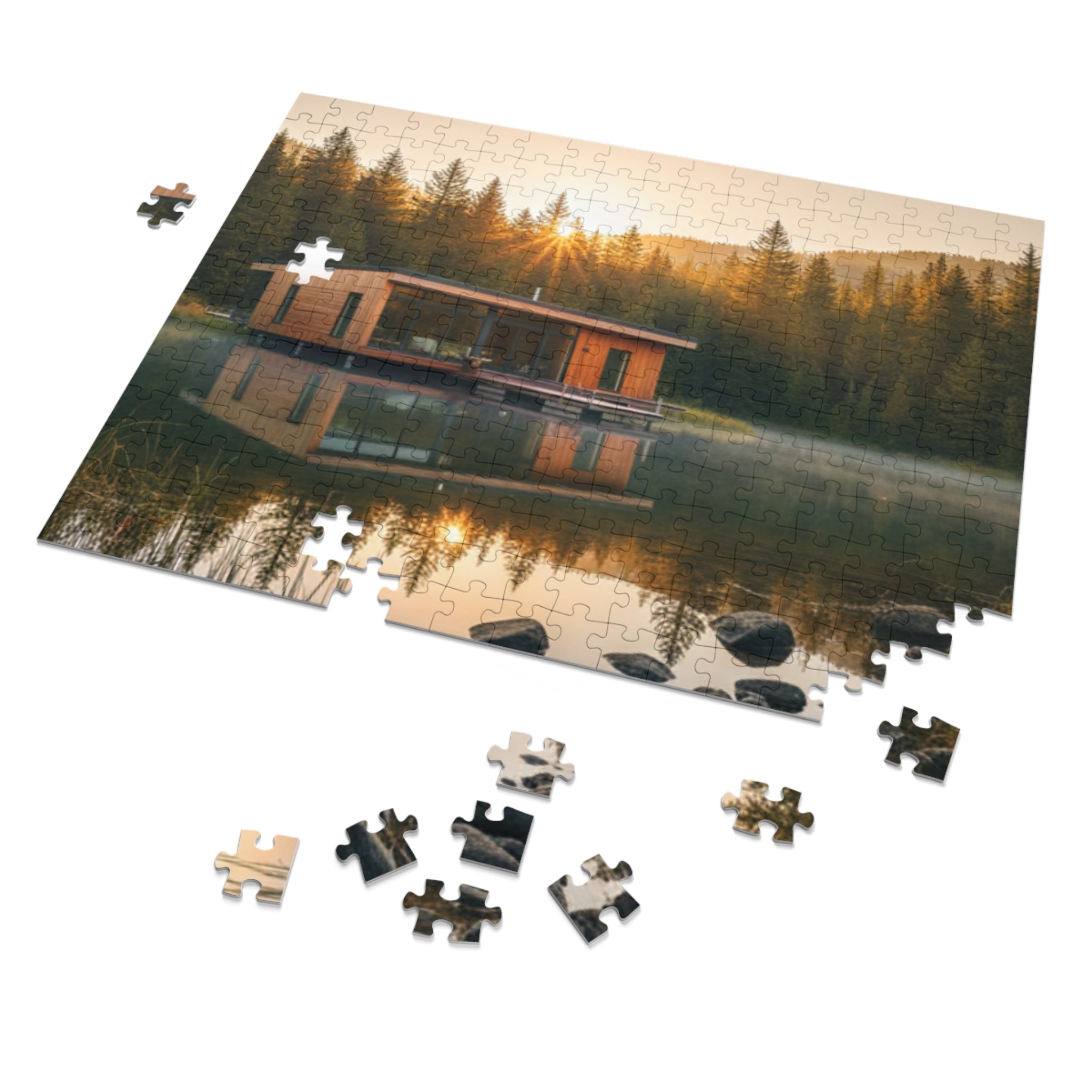 Lake House Puzzle —  Scenic Jigsaw with Tin Gift Box