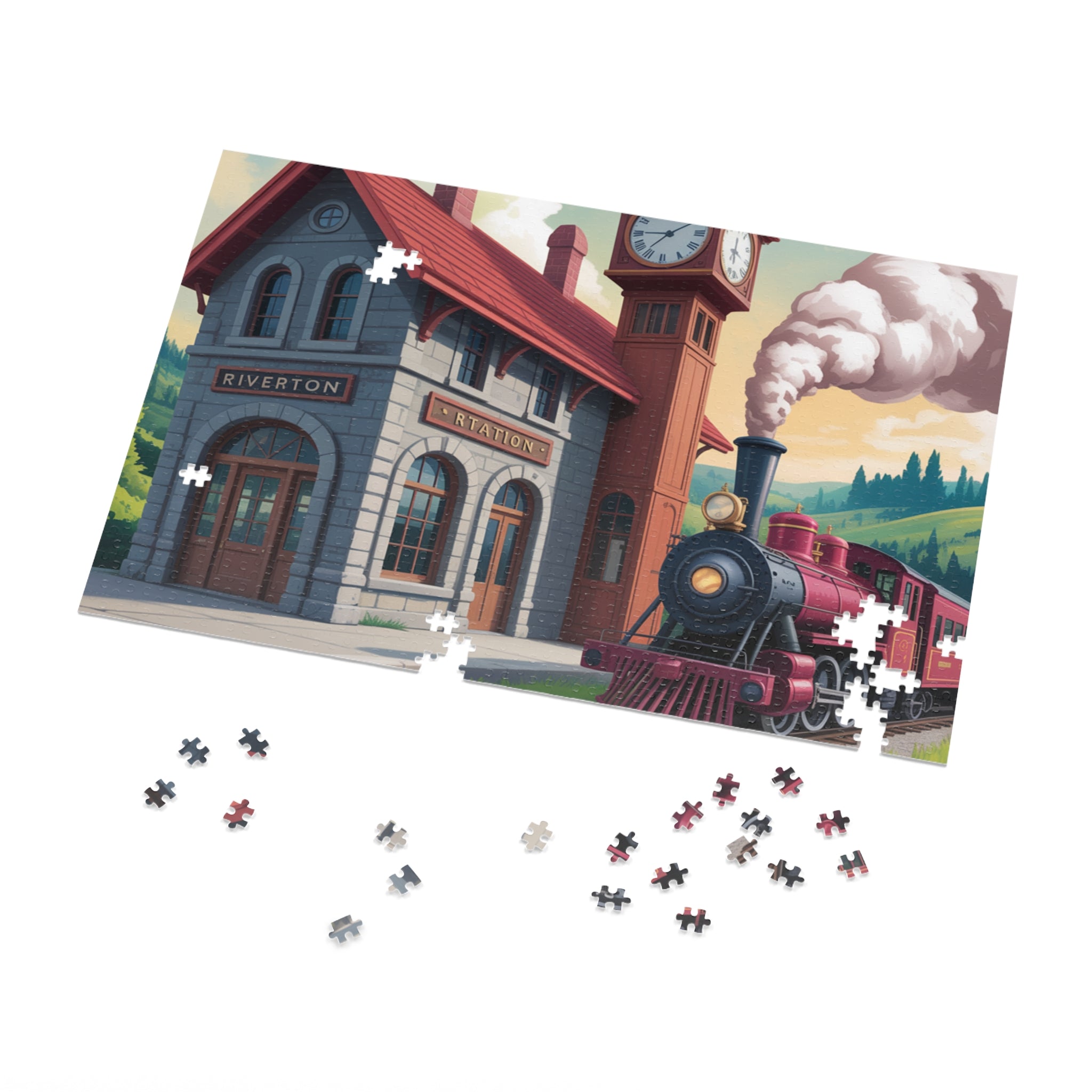 Vintage Train Jigsaw Puzzle with Tin - Perfect Gift for Puzzle Lovers, Family Game Night, Home Decor, Train Enthusiasts, Kids' Activity