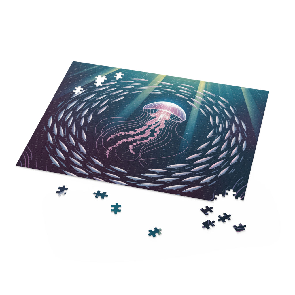 Ocean Jewels Puzzle – 120/252/500-Piece, Ocean Art, Jellyfish Decor, Sea Life Gift, Mindfulness Activity