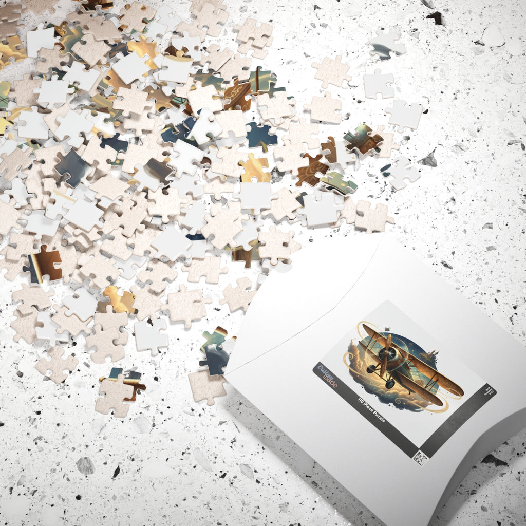 Vintage Biplane Jigsaw Puzzle — Retro Airplane Scene (110–1014 Pieces)