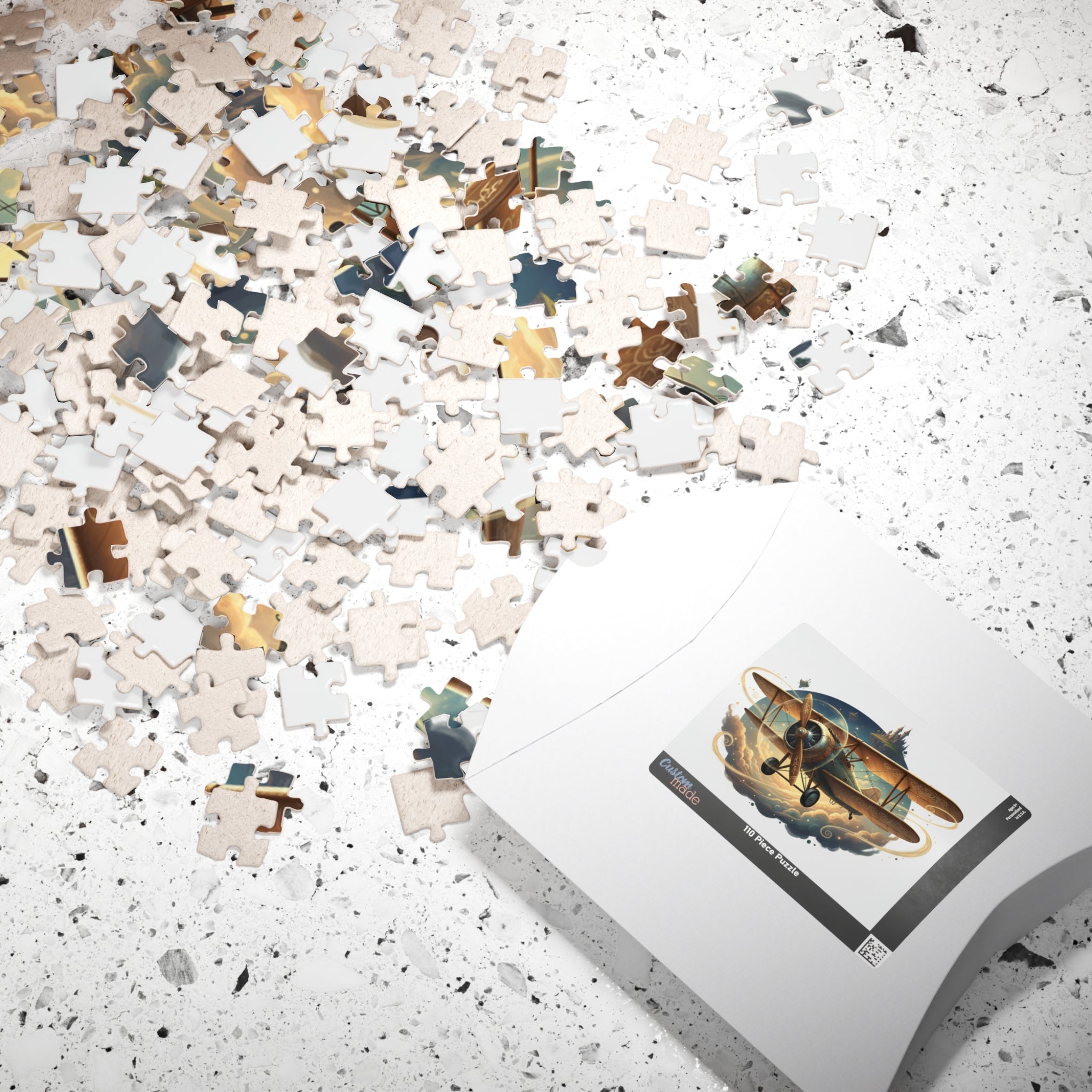 Vintage Biplane Jigsaw Puzzle — Retro Airplane Scene (110–1014 Pieces)