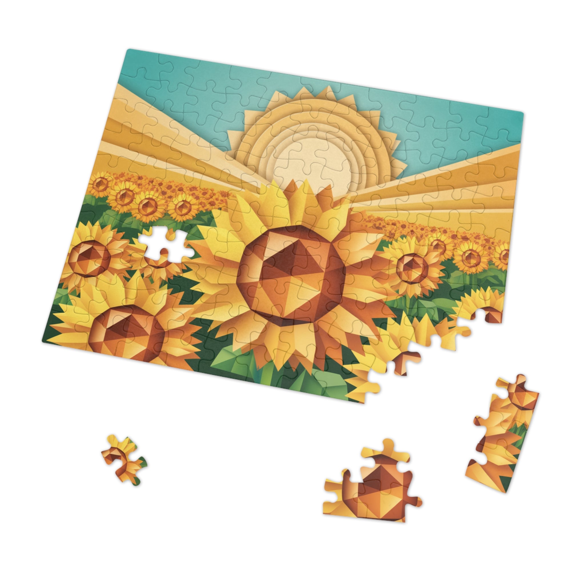 Geometric Sunflower Field Jigsaw Puzzle —
