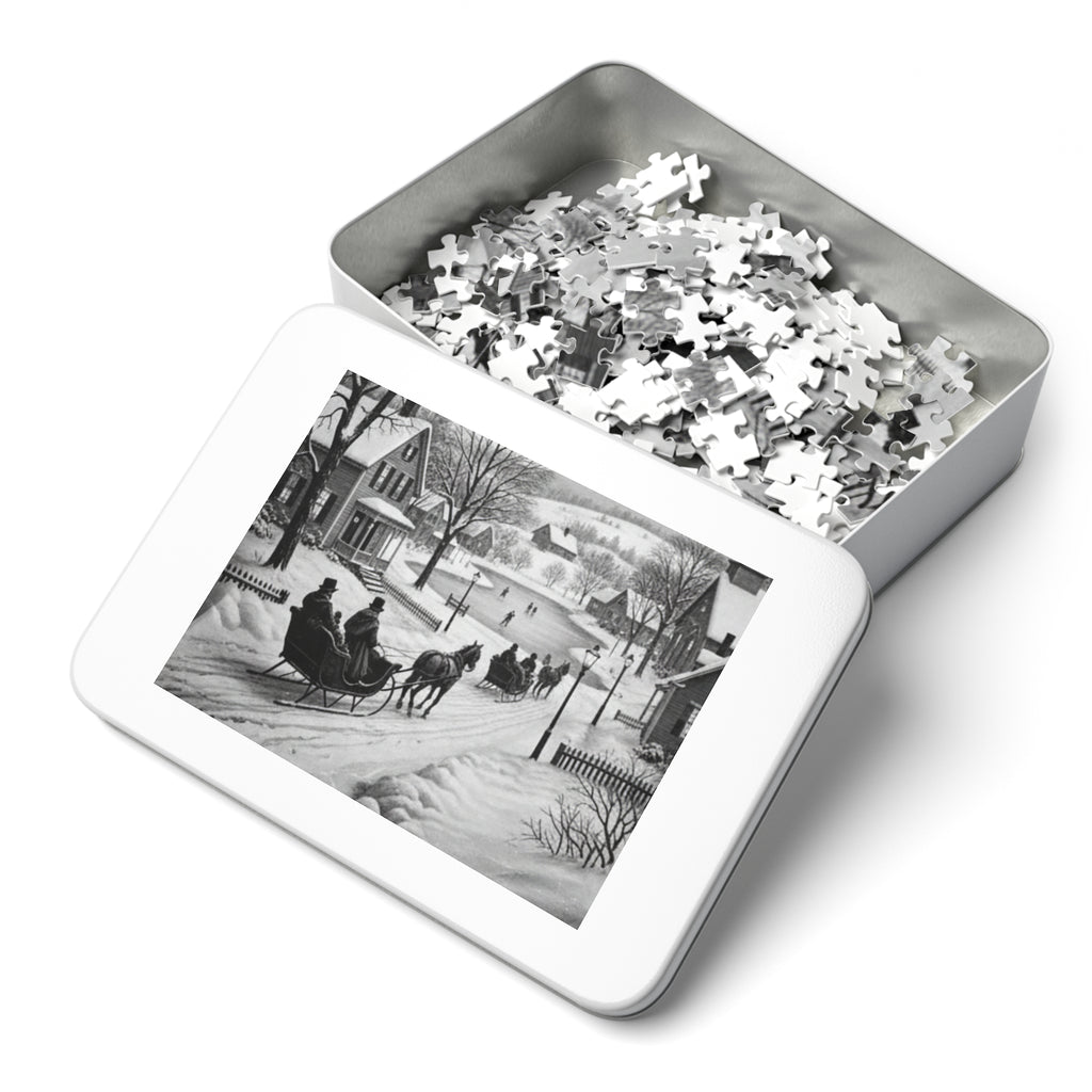 Winter Sleigh Ride Jigsaw Puzzle (with Tin)