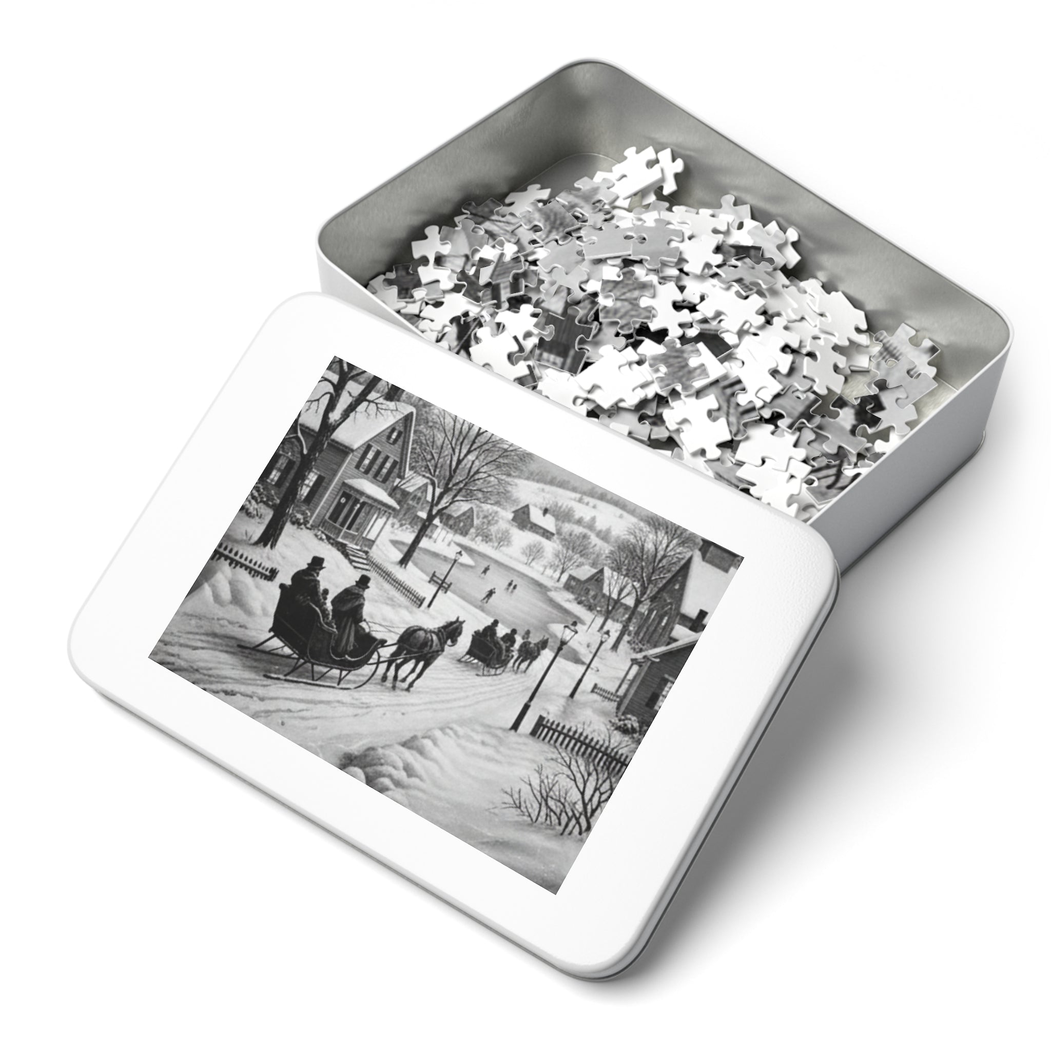 Winter Sleigh Ride Jigsaw Puzzle (with Tin)