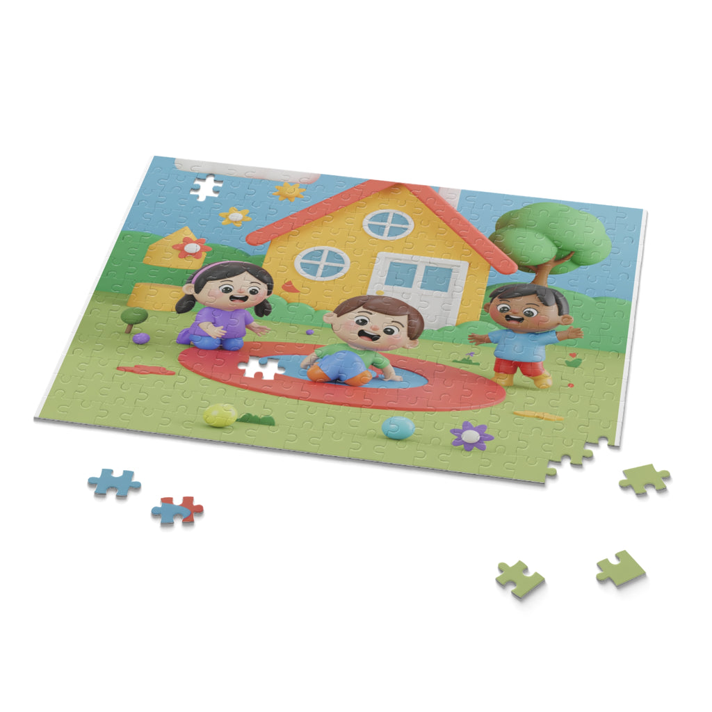 Kids' Fun Puzzle, Colorful Family Scene, Children’s Puzzle, Playtime Gift, Kids' Educational Toy