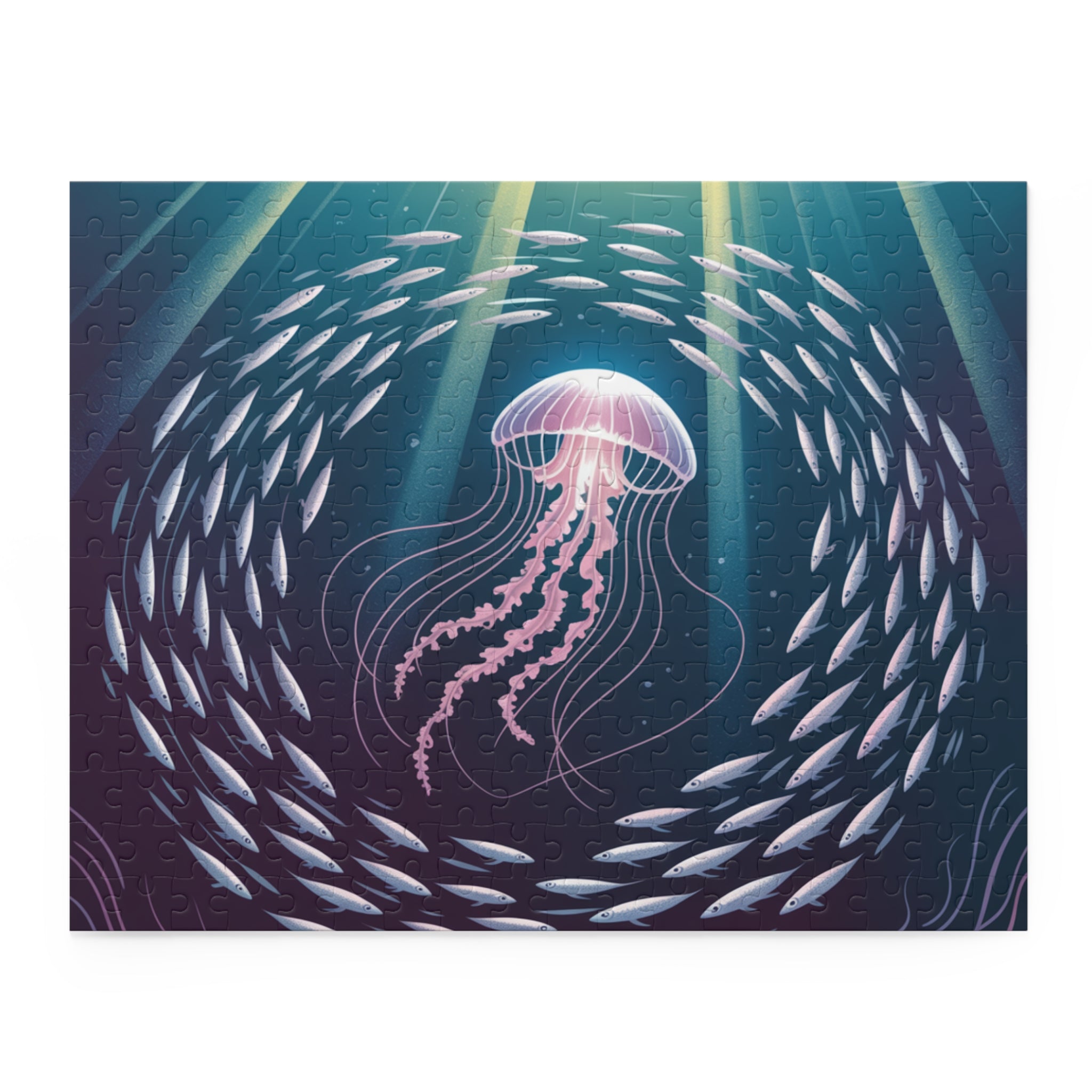 Ocean Jewels Puzzle – 120/252/500-Piece, Ocean Art, Jellyfish Decor, Sea Life Gift, Mindfulness Activity