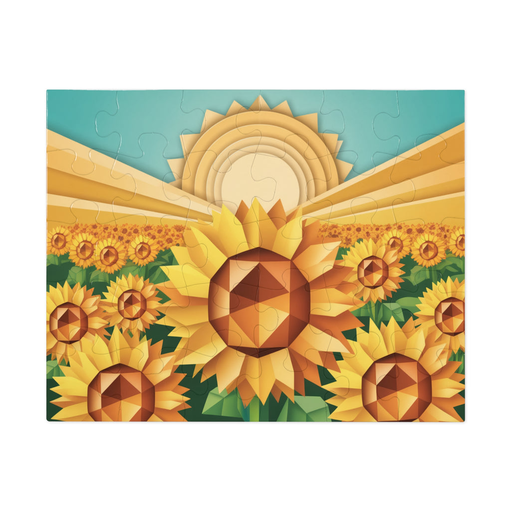 Geometric Sunflower Field Jigsaw Puzzle —