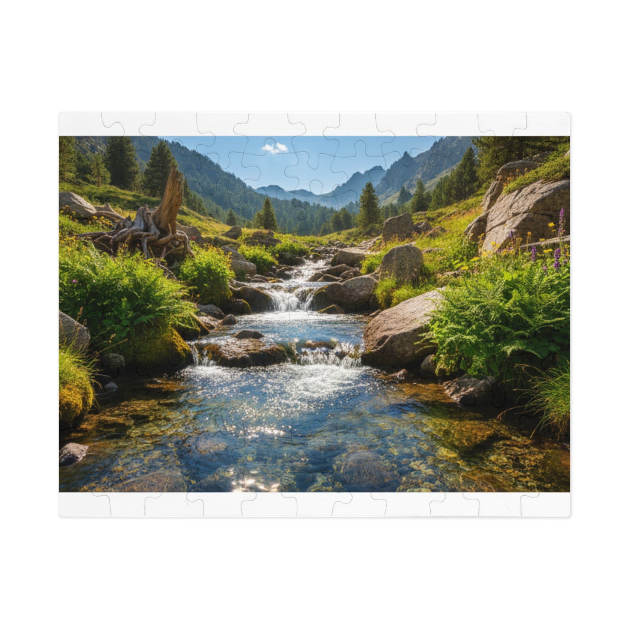 Mountain Stream Jigsaw Puzzle with Tin — Scenic Nature Puzzle for Adults & Kids
