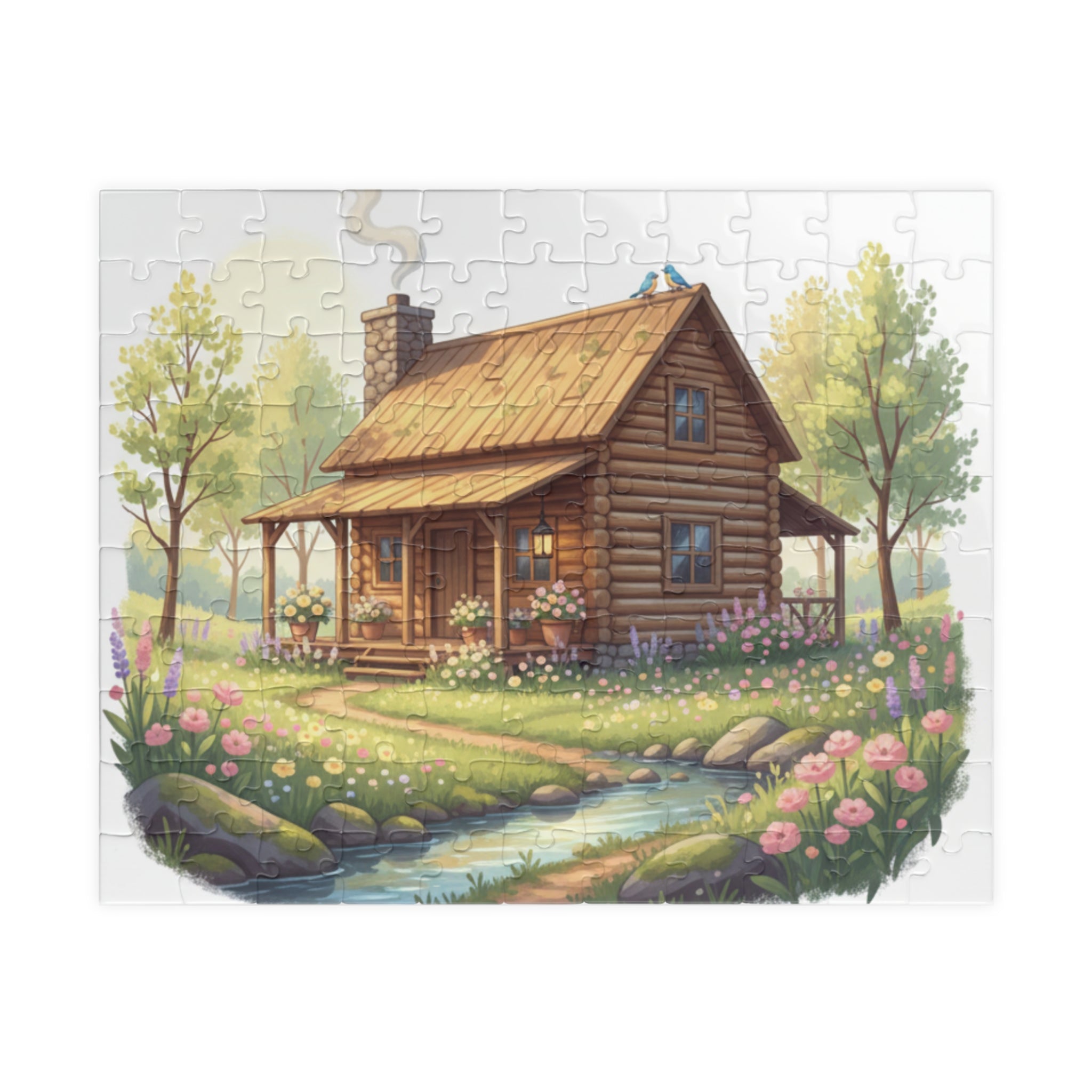 Cozy Cottage Creek Jigsaw Puzzle — Scenic 110/252/520/1014-Piece Puzzle