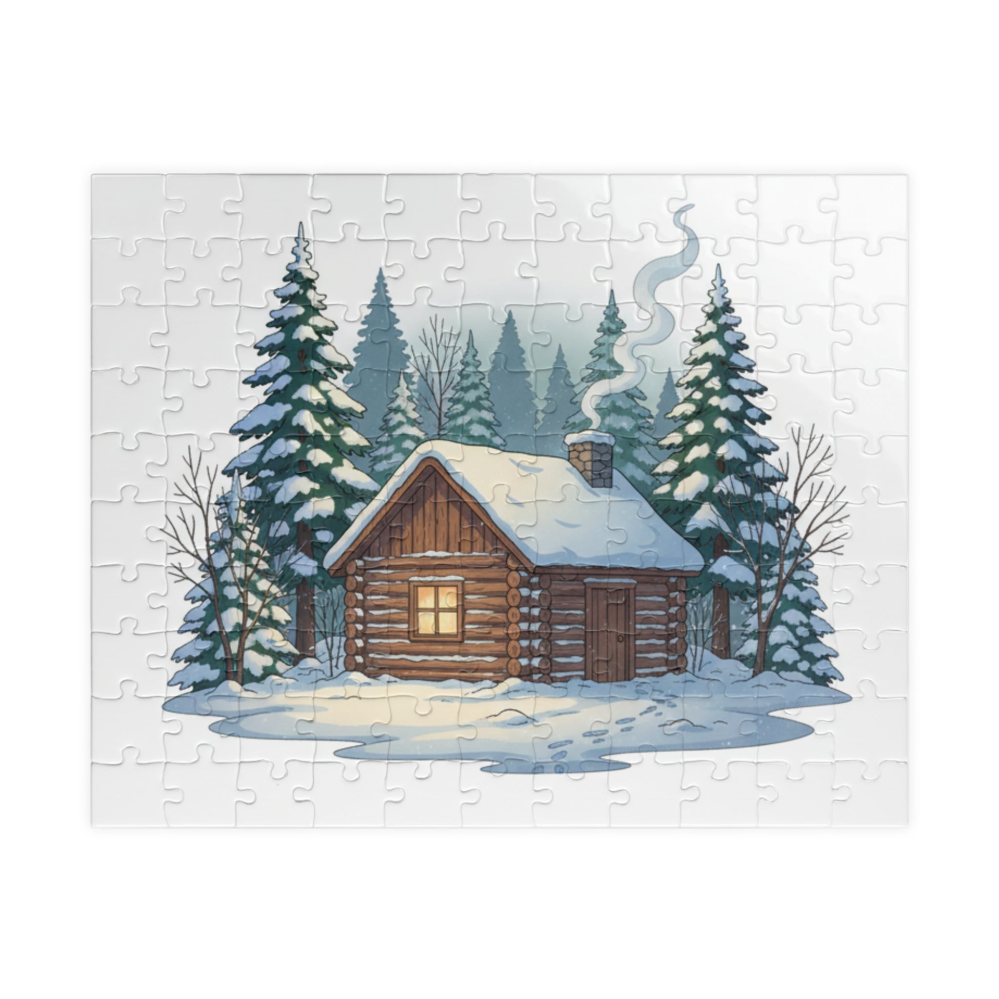 Winter Cabin Puzzle – Cozy Snowy Log Cabin Jigsaw (110–1014 Pieces)