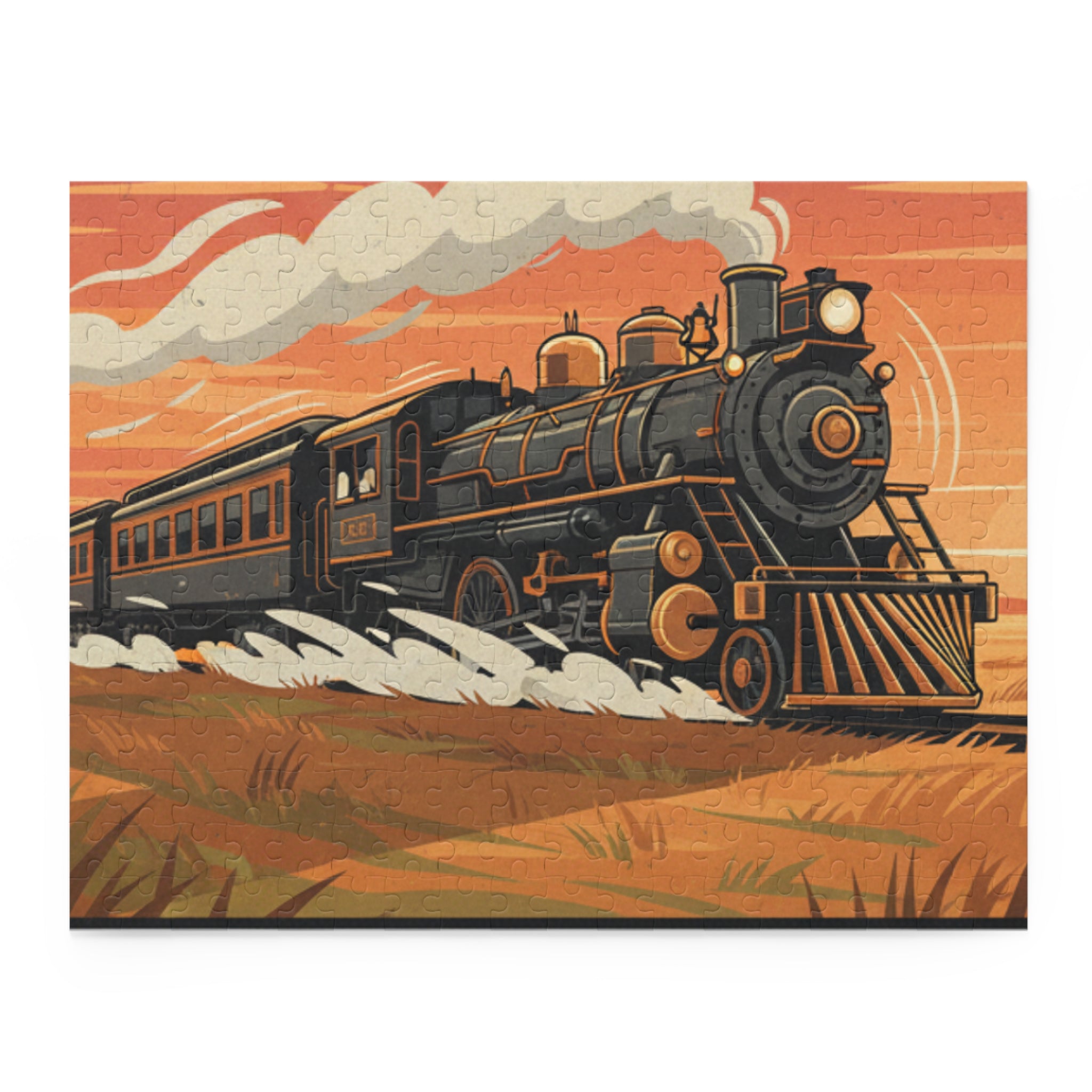 Vintage Steam Train Puzzle — 120/252/500-Piece Scenic Jigsaw