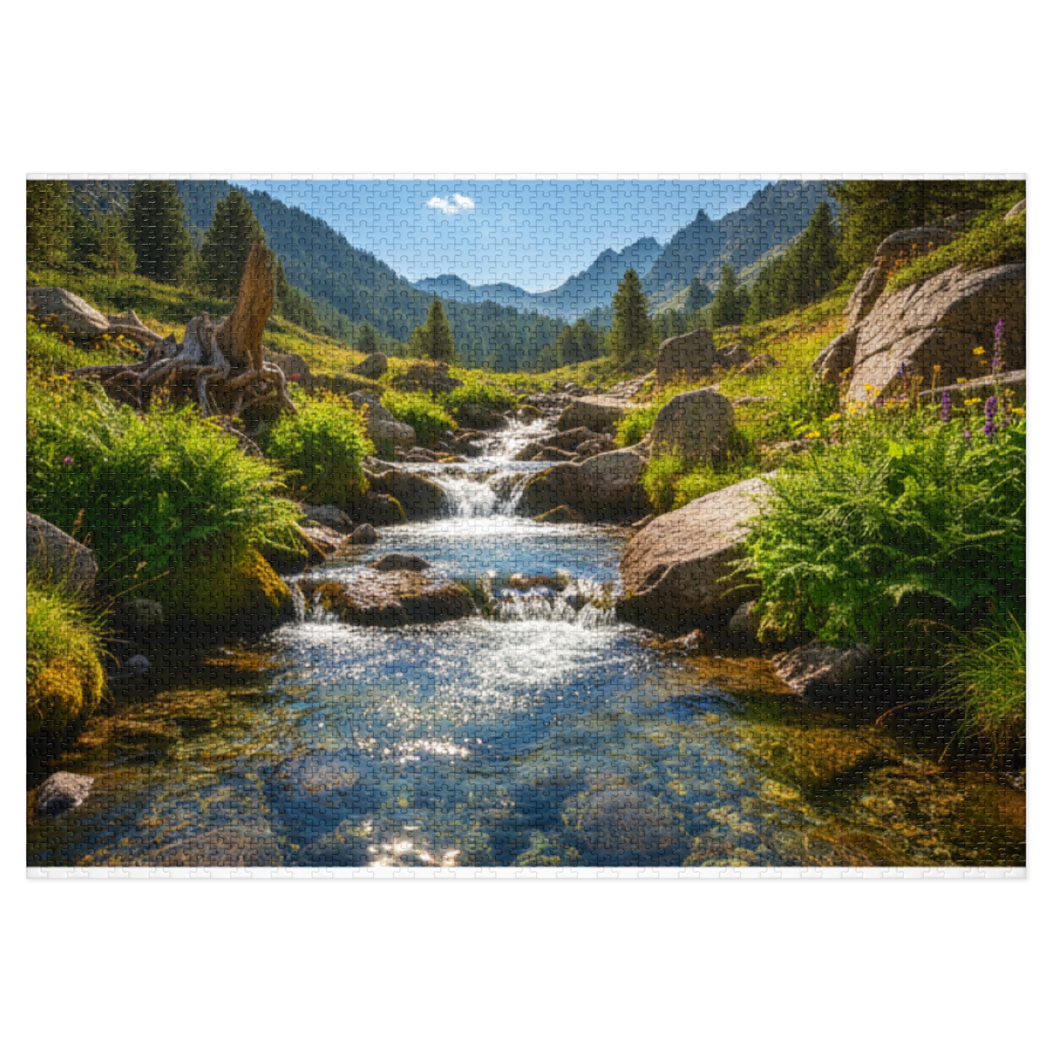 Mountain Stream Jigsaw Puzzle with Tin — Scenic Nature Puzzle for Adults & Kids