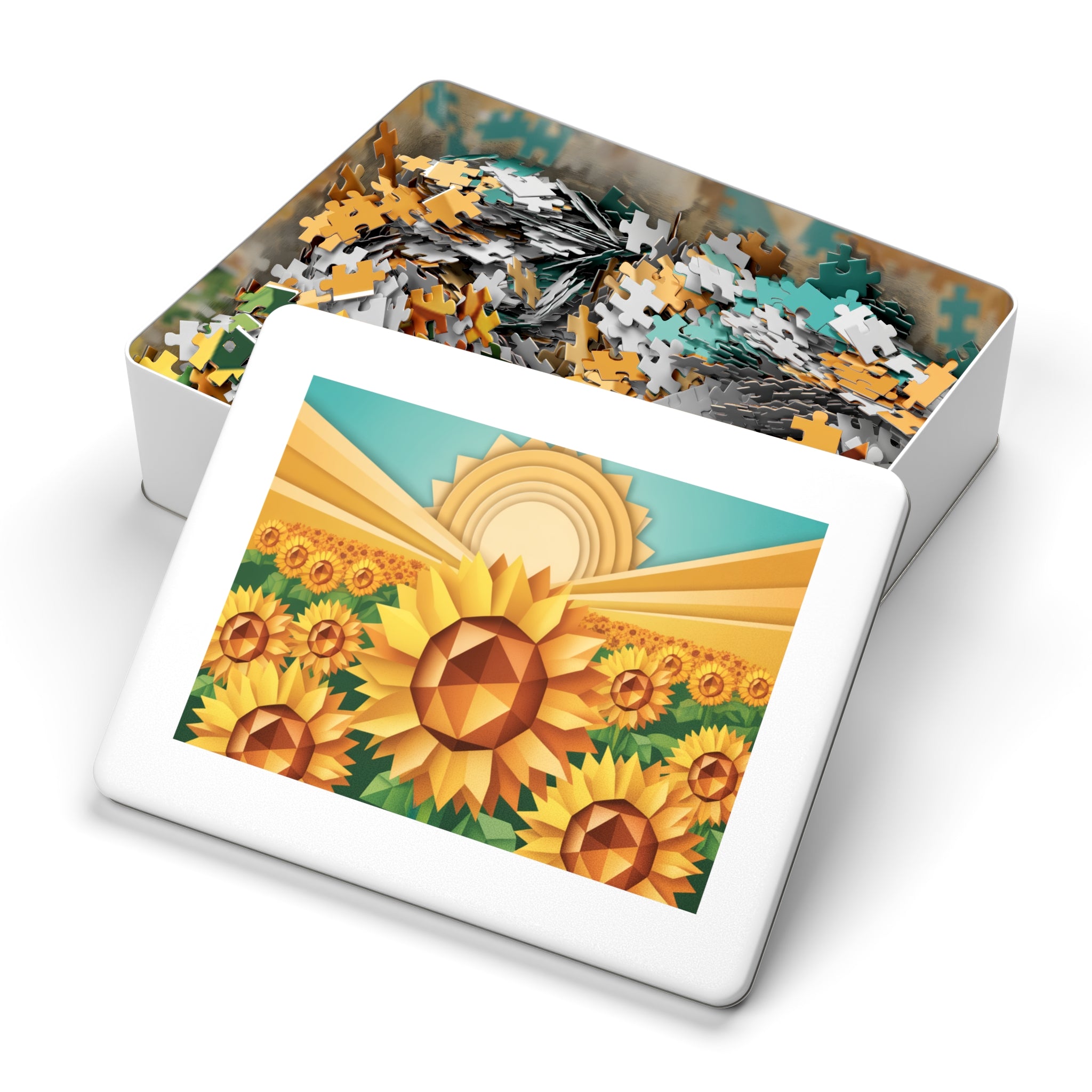 Geometric Sunflower Field Jigsaw Puzzle —