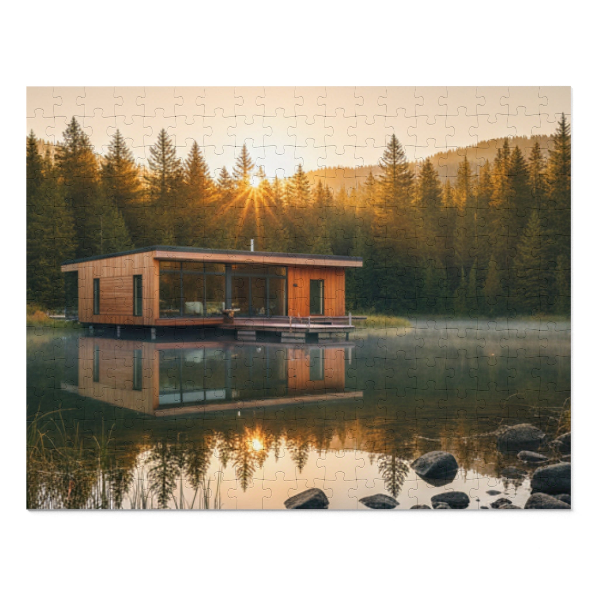 Lake House Puzzle —  Scenic Jigsaw with Tin Gift Box