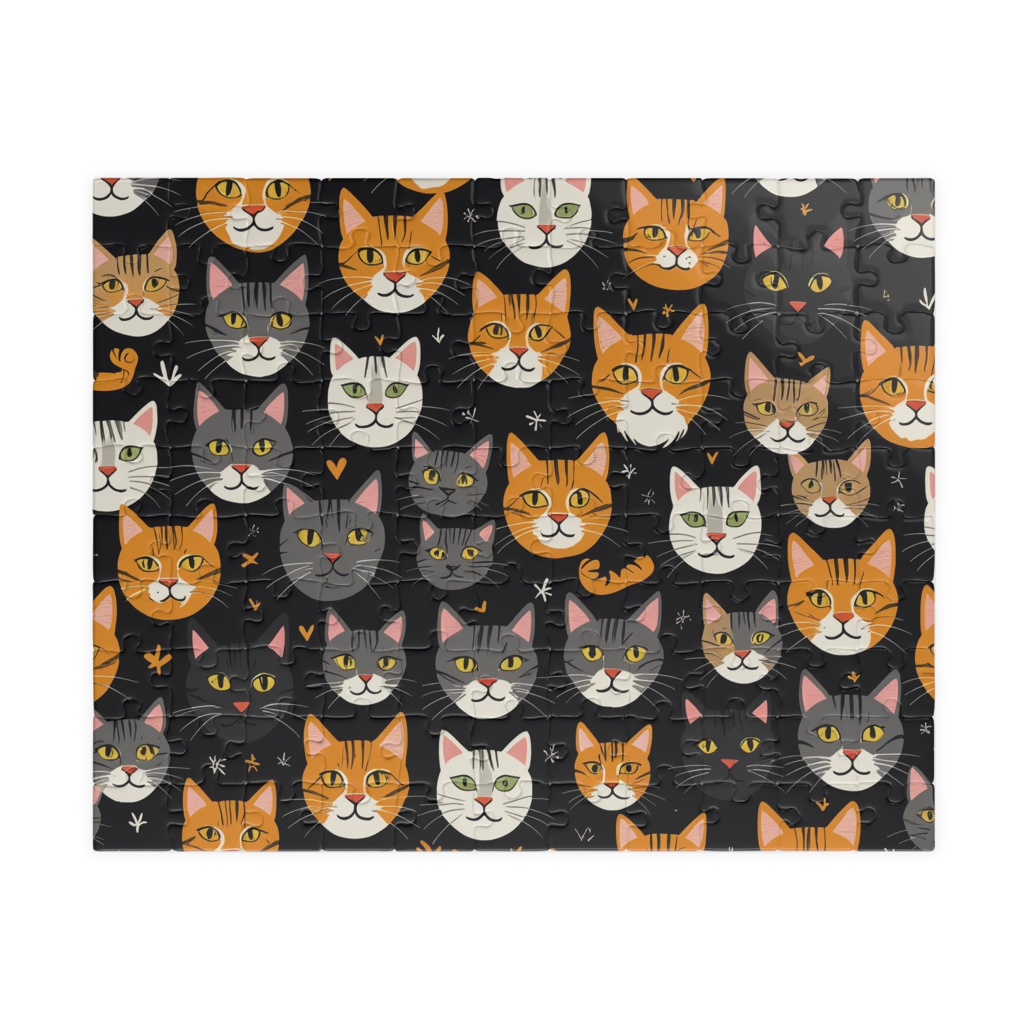 Cat Faces Jigsaw Puzzle — Cute Repeating Kitty Pattern