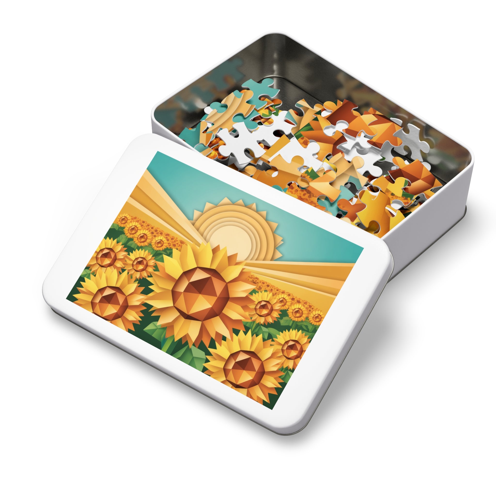 Geometric Sunflower Field Jigsaw Puzzle —