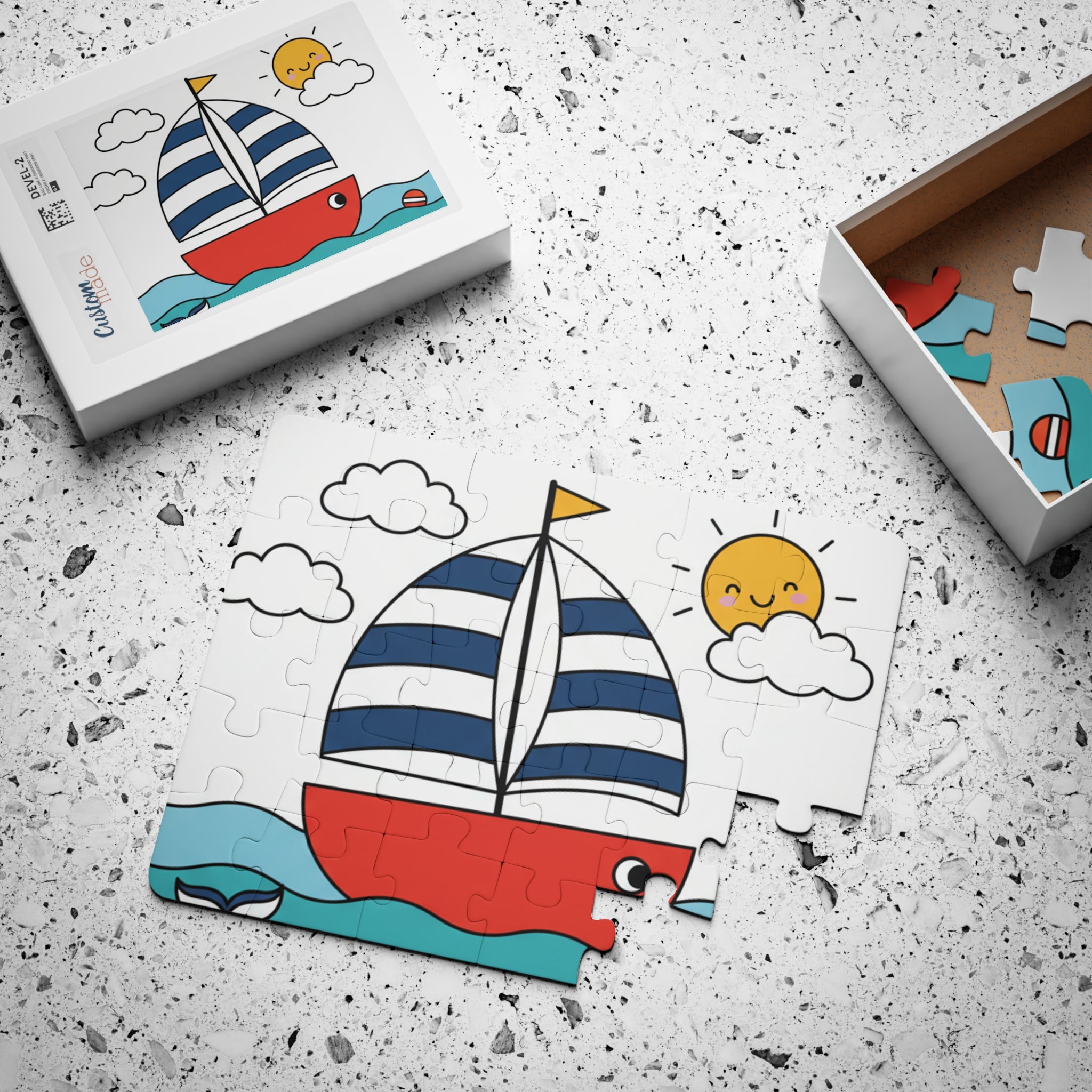 Cute Sailboat Nautical Toddler Jigsaw Kids 30-Piece Puzzle