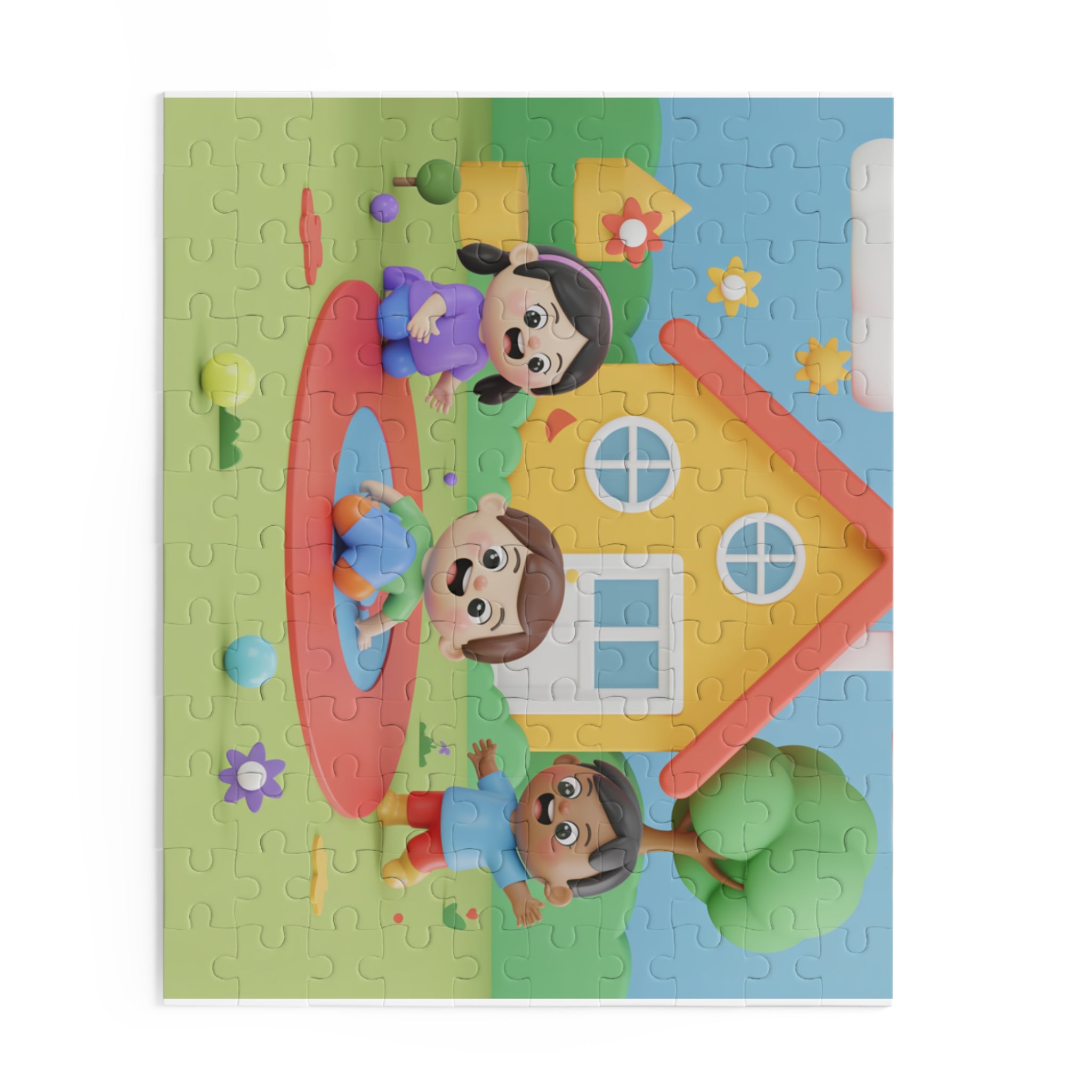Kids' Fun Puzzle, Colorful Family Scene, Children’s Puzzle, Playtime Gift, Kids' Educational Toy
