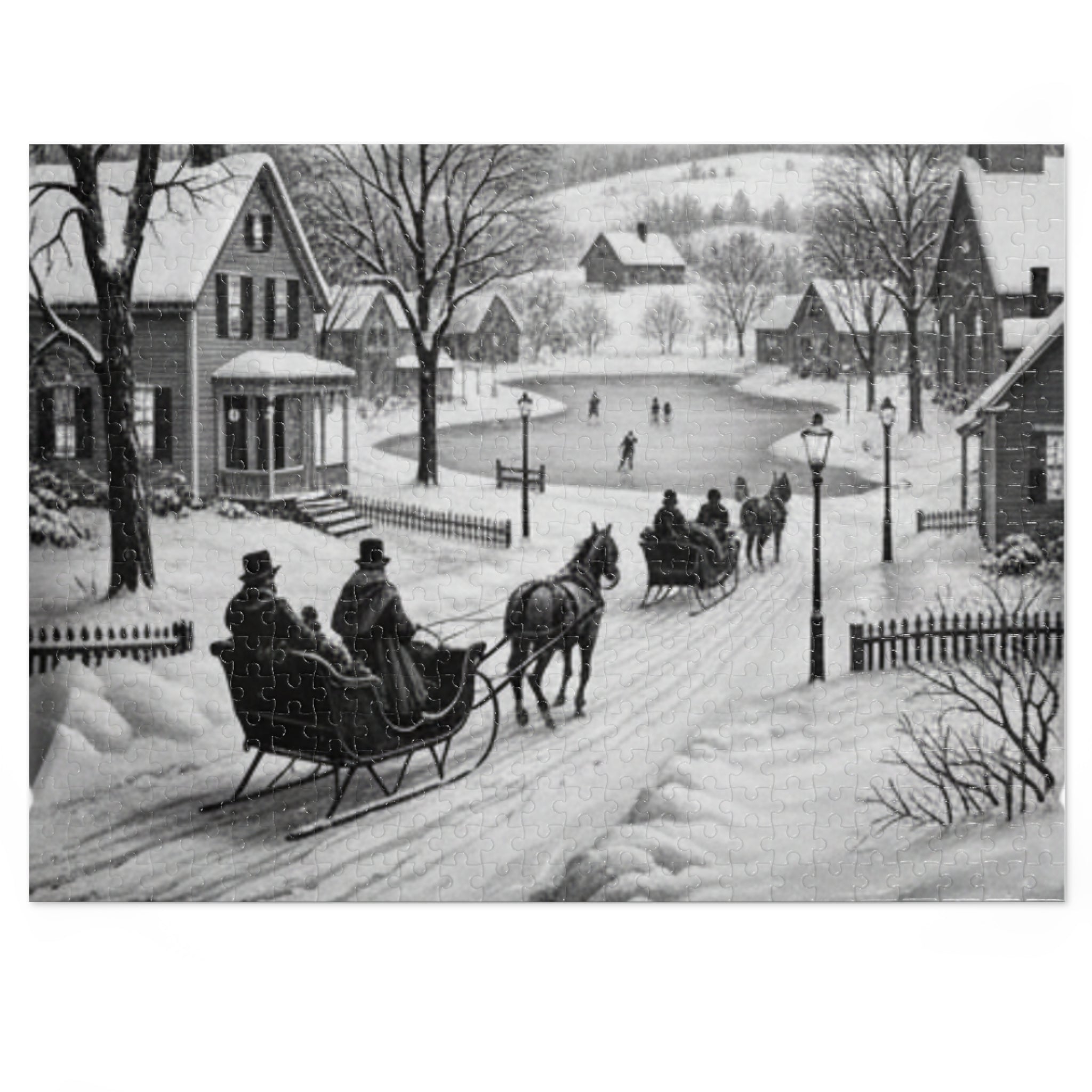 Winter Sleigh Ride Jigsaw Puzzle (with Tin)