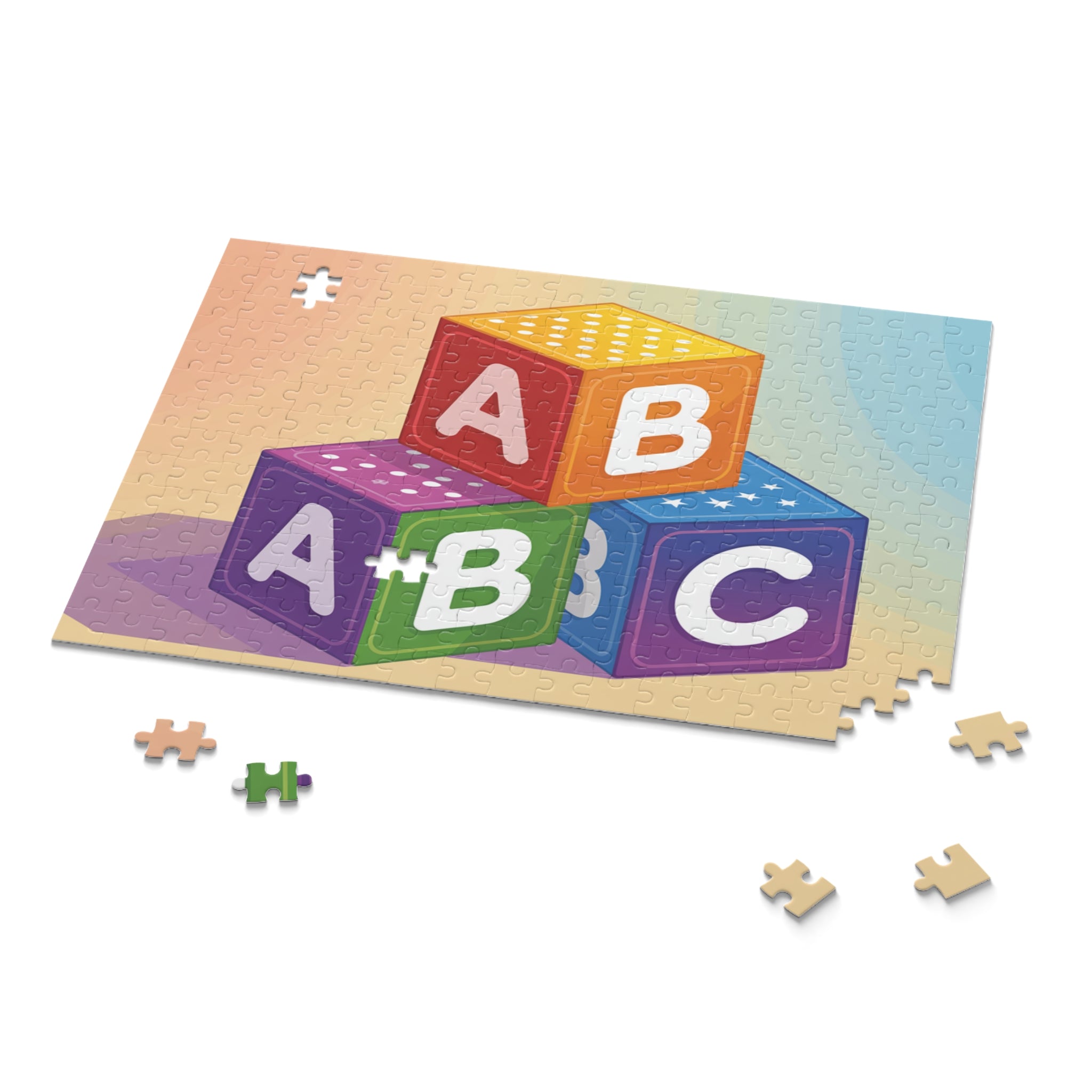 Colorful ABC Blocks Puzzle for Kids, Educational Game, Family Fun Activity, Birthday Gift, Toddler Learning Toy