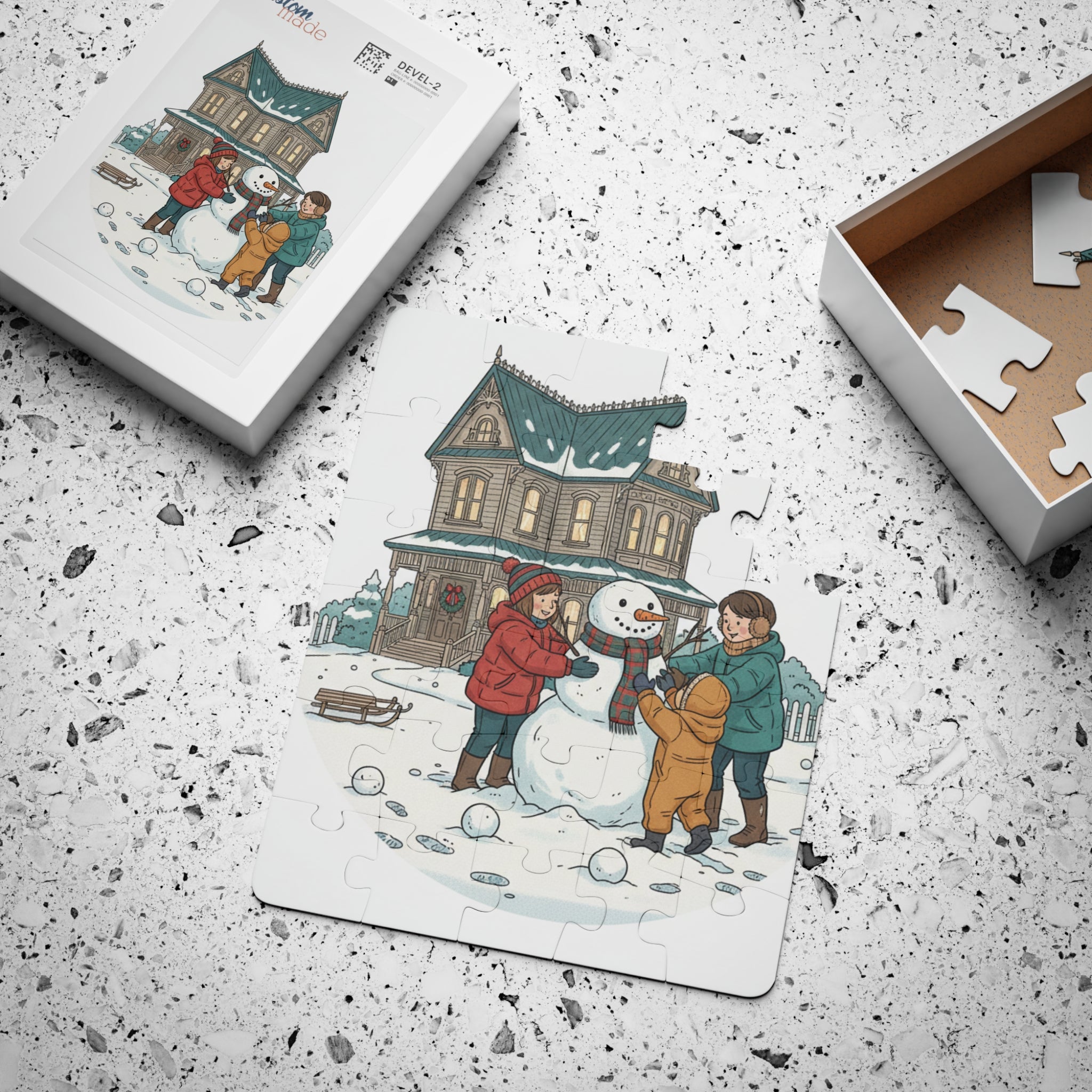 Snow Family Building Snowman Kids 30 Piece Puzzle