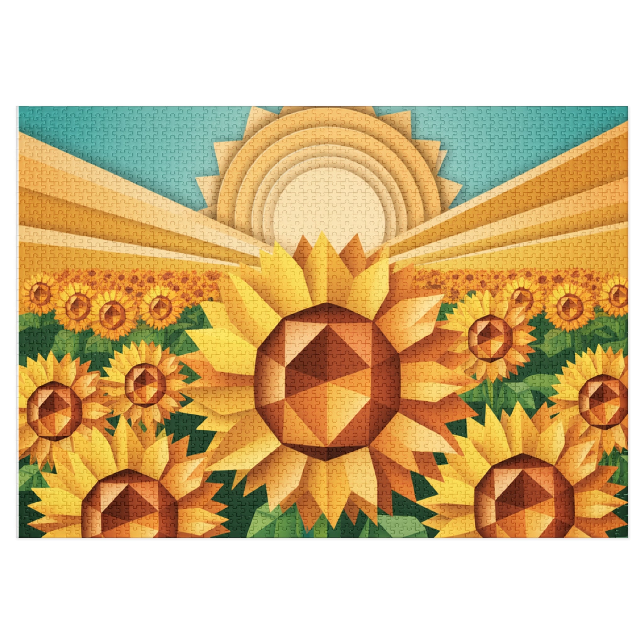 Geometric Sunflower Field Jigsaw Puzzle —
