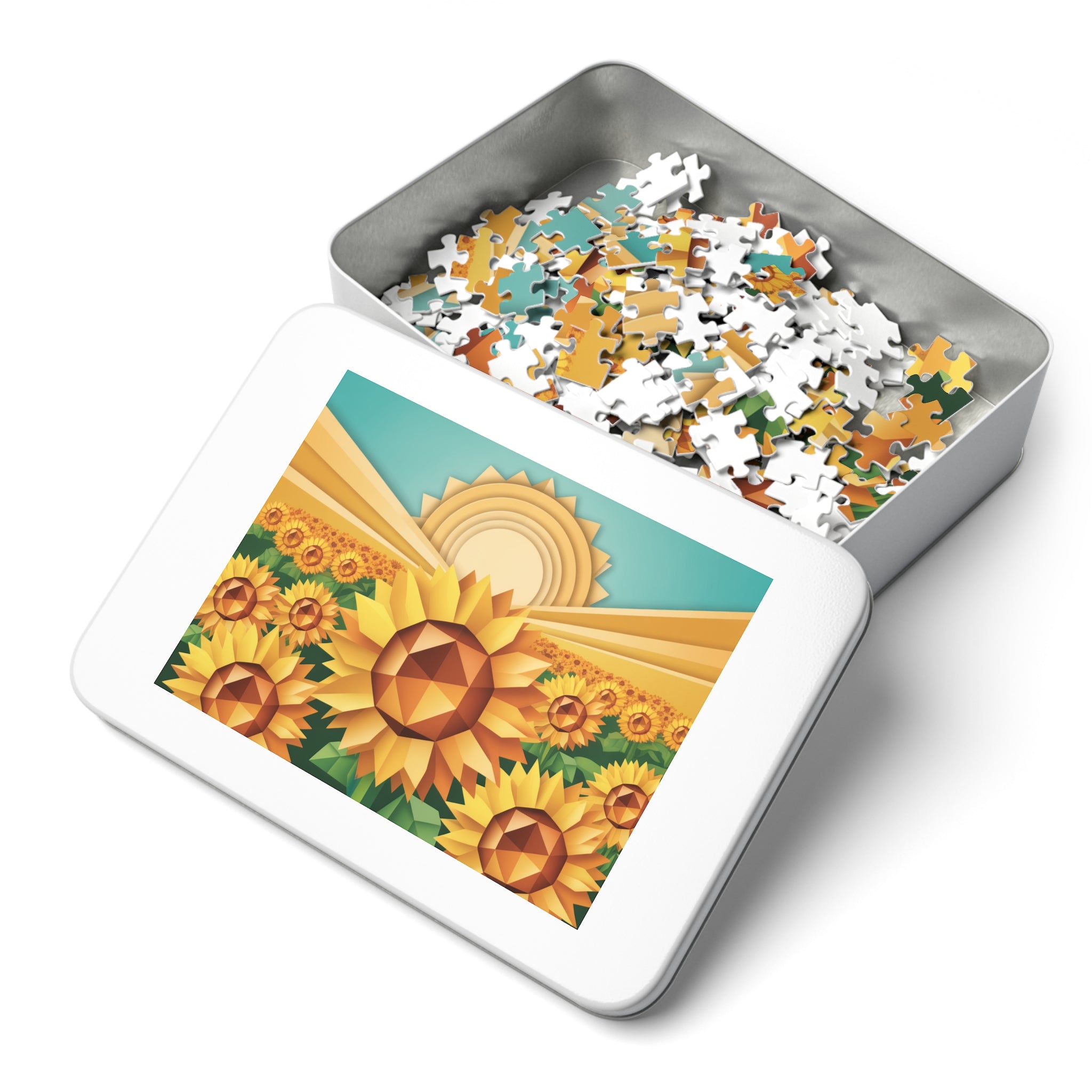 Geometric Sunflower Field Jigsaw Puzzle —