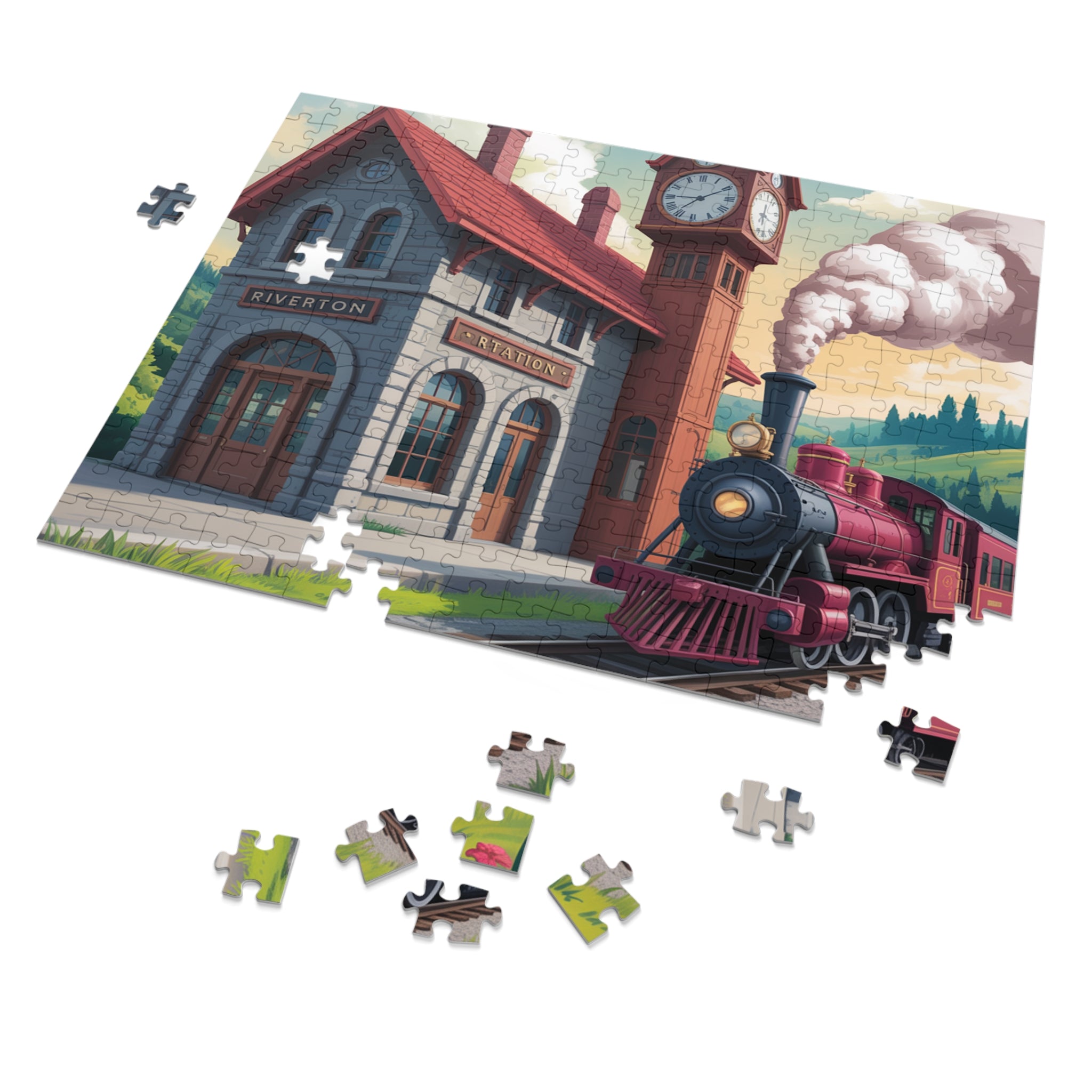 Vintage Train Jigsaw Puzzle with Tin - Perfect Gift for Puzzle Lovers, Family Game Night, Home Decor, Train Enthusiasts, Kids' Activity