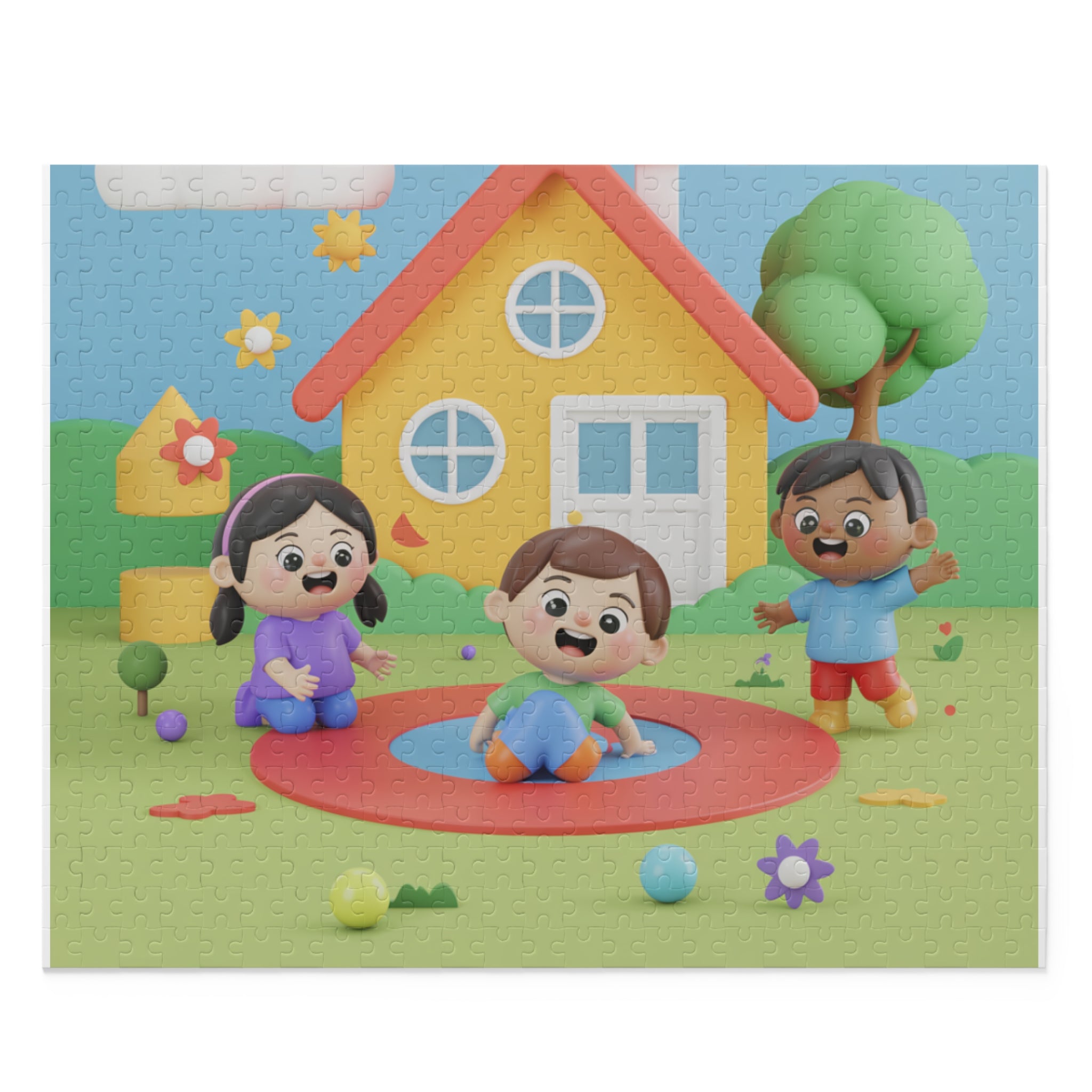 Kids' Fun Puzzle, Colorful Family Scene, Children’s Puzzle, Playtime Gift, Kids' Educational Toy