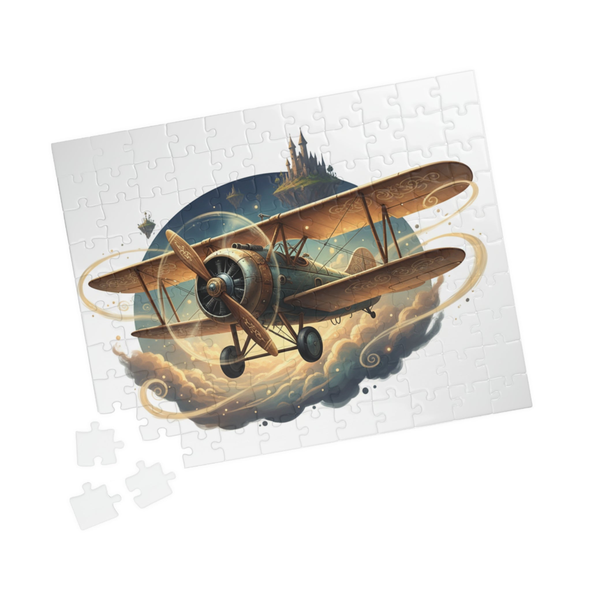 Vintage Biplane Jigsaw Puzzle — Retro Airplane Scene (110–1014 Pieces)